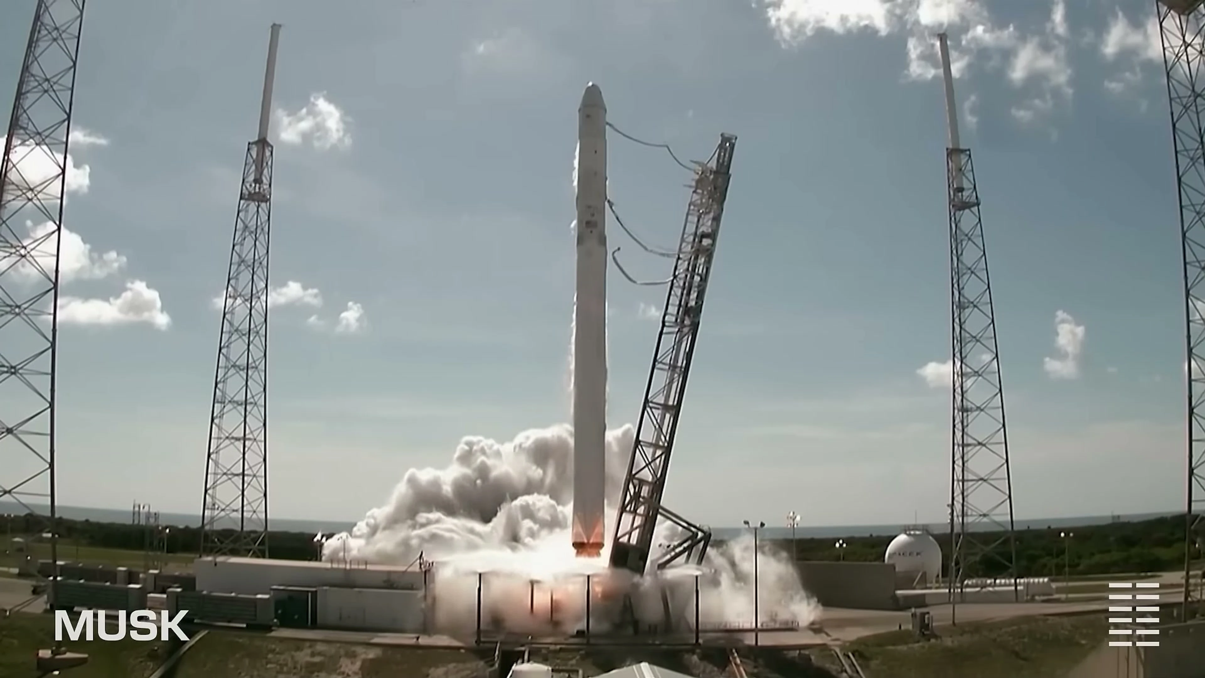 A rocket waits on a launch pad in the official teaser for Alex Gibney’s Musk.