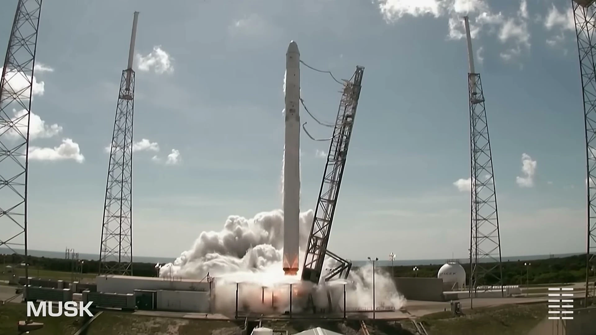 A rocket waits on a launch pad in the official teaser for Alex Gibney’s Musk.