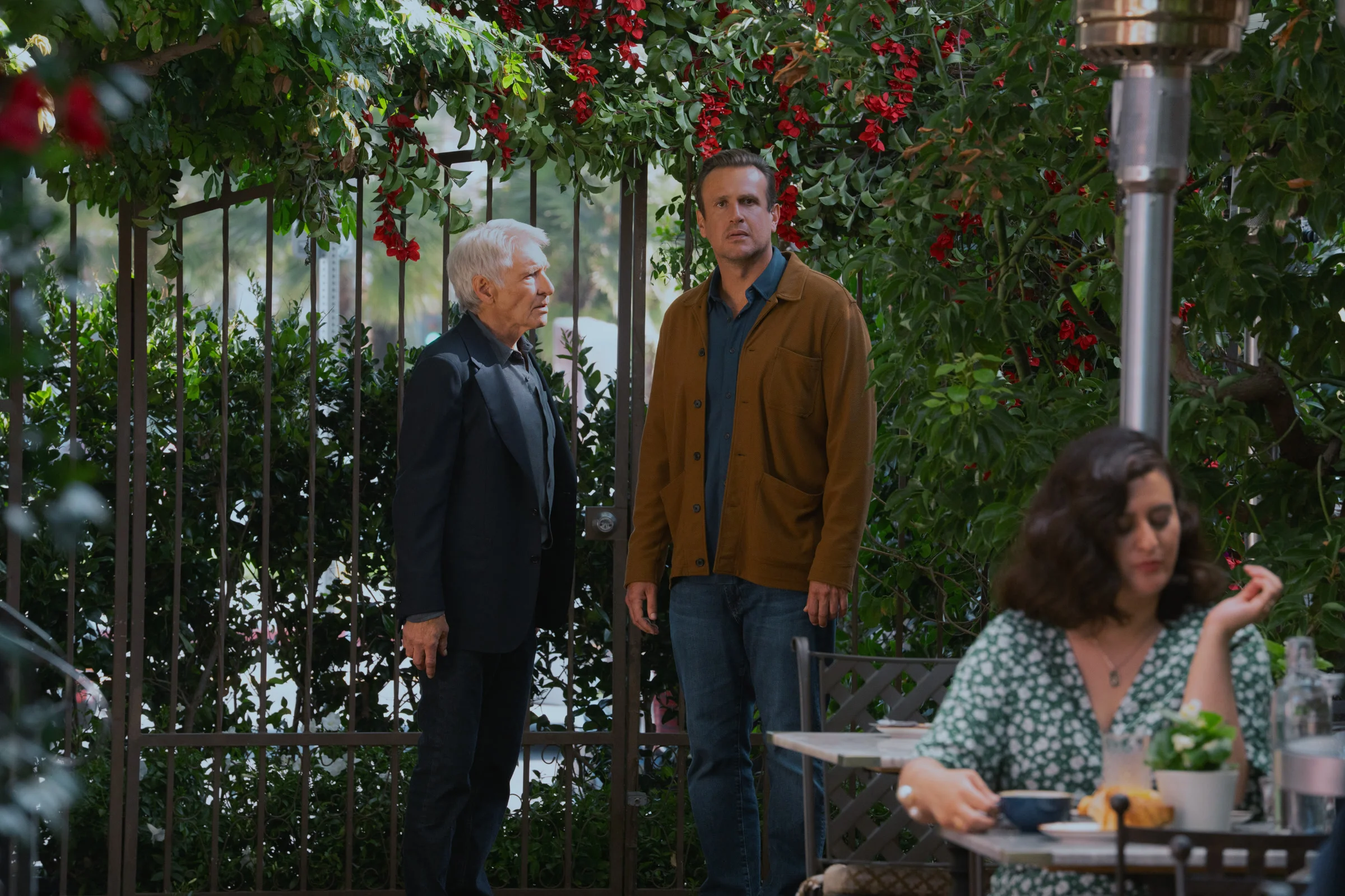 Harrison Ford and Jason Segel talk outside in Shrinking.