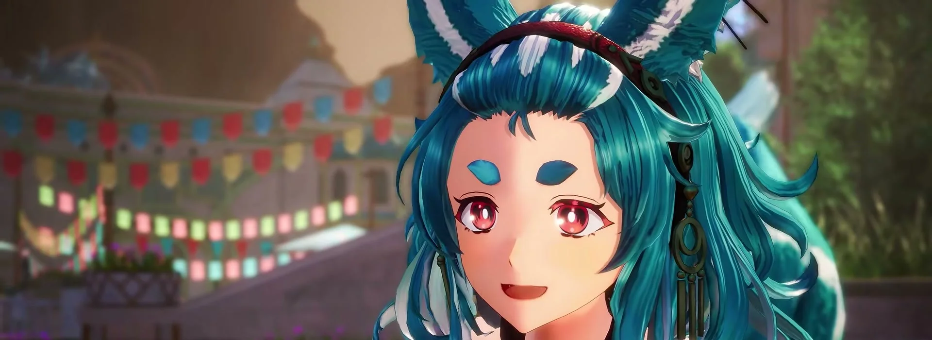 Lenja smiles in a sharp close-up from the Atelier Karia character trailer.