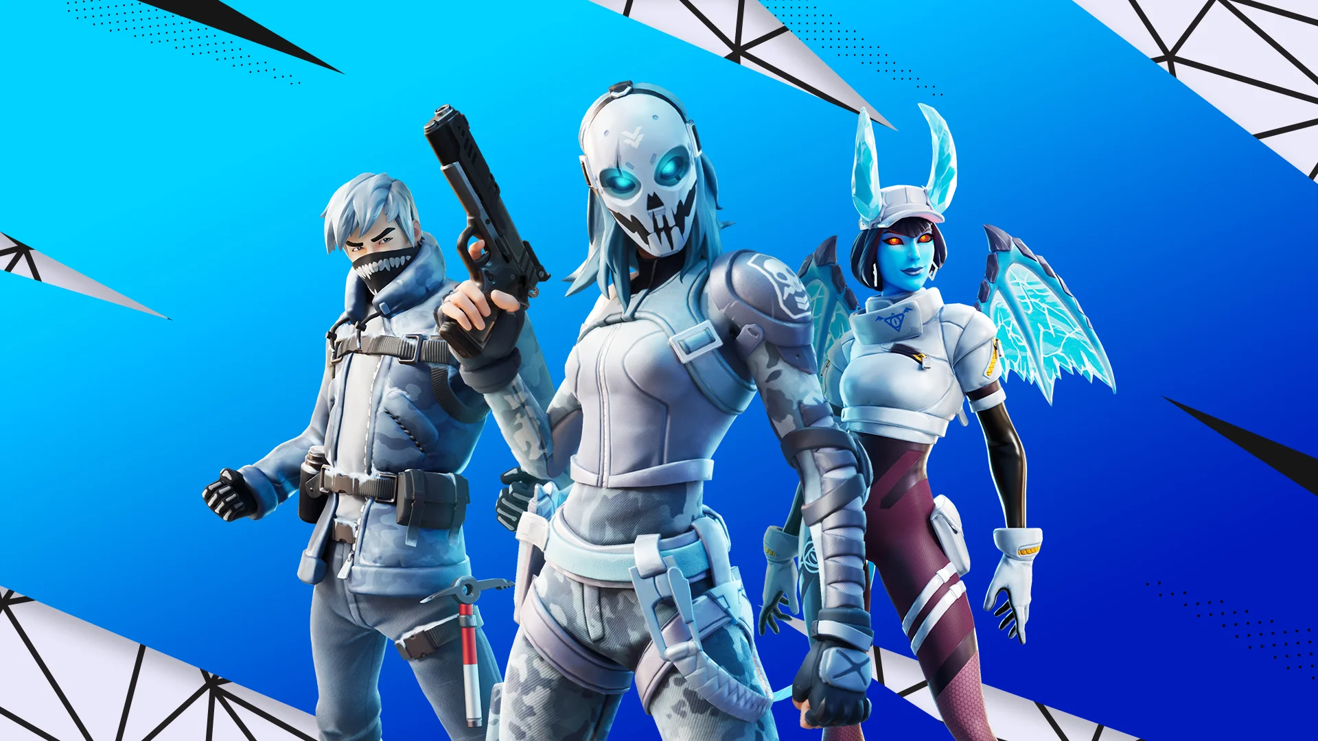 Three Fortnite characters in official Console Zero Build artwork