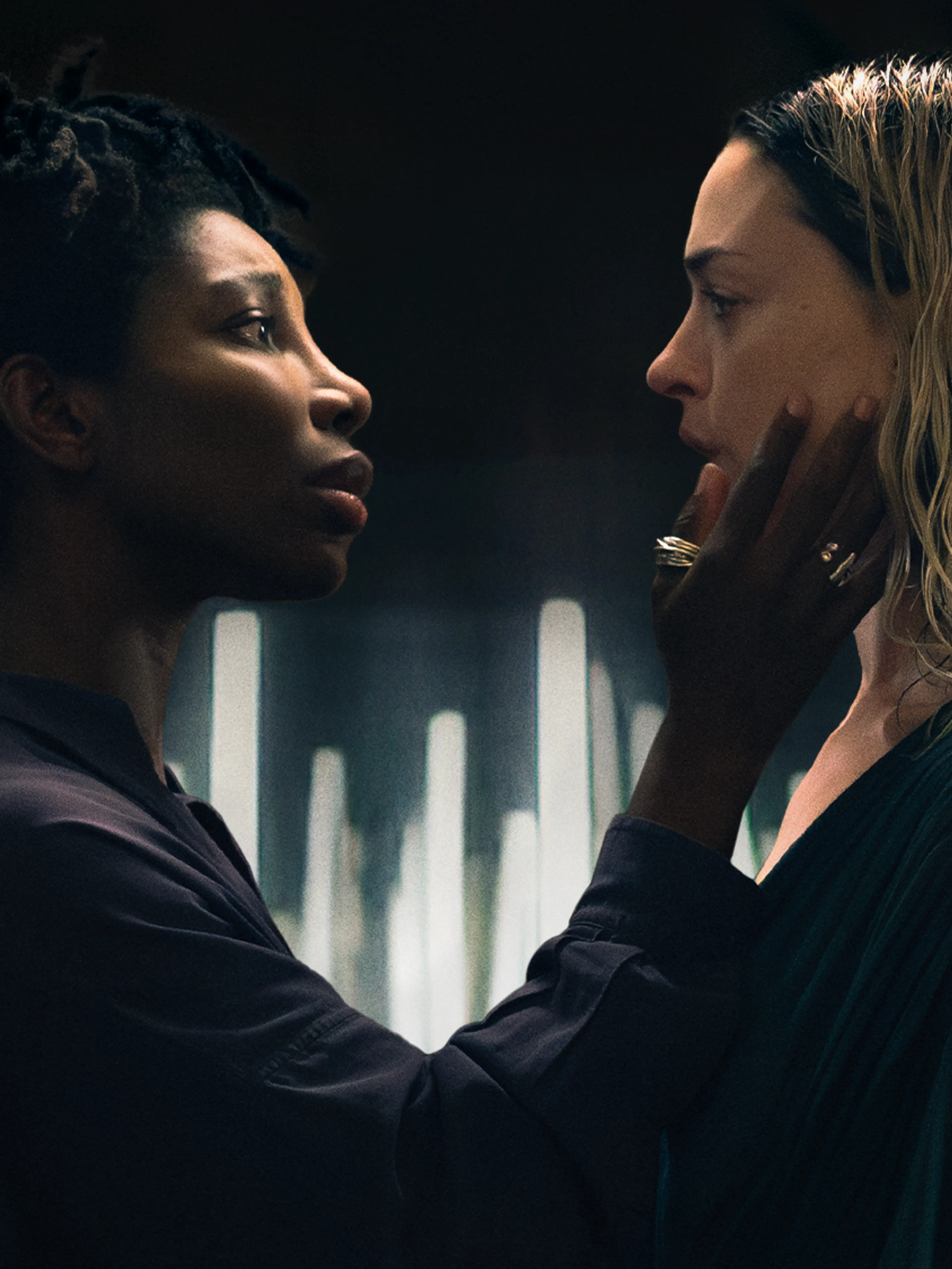 Anne Hathaway and Michaela Coel face each other in official Mother Mary artwork.