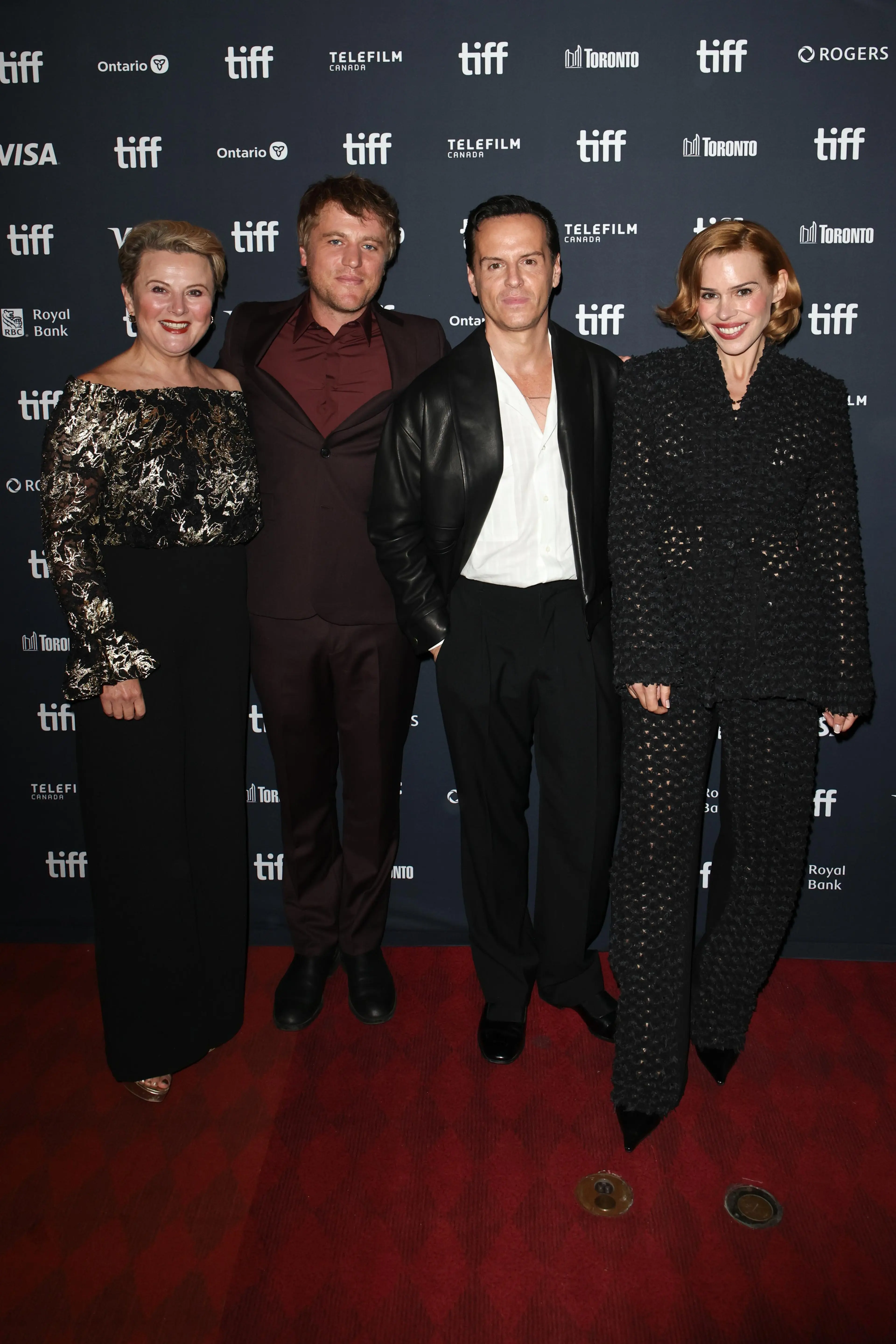 The Elsinore cast and filmmakers stand together at a festival photo call.