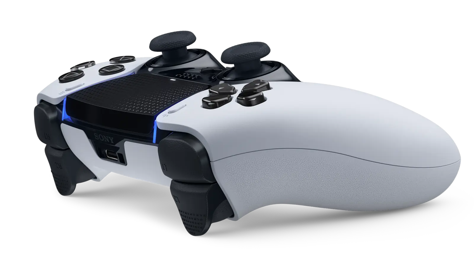 Close view of the DualSense Edge grips and front controls