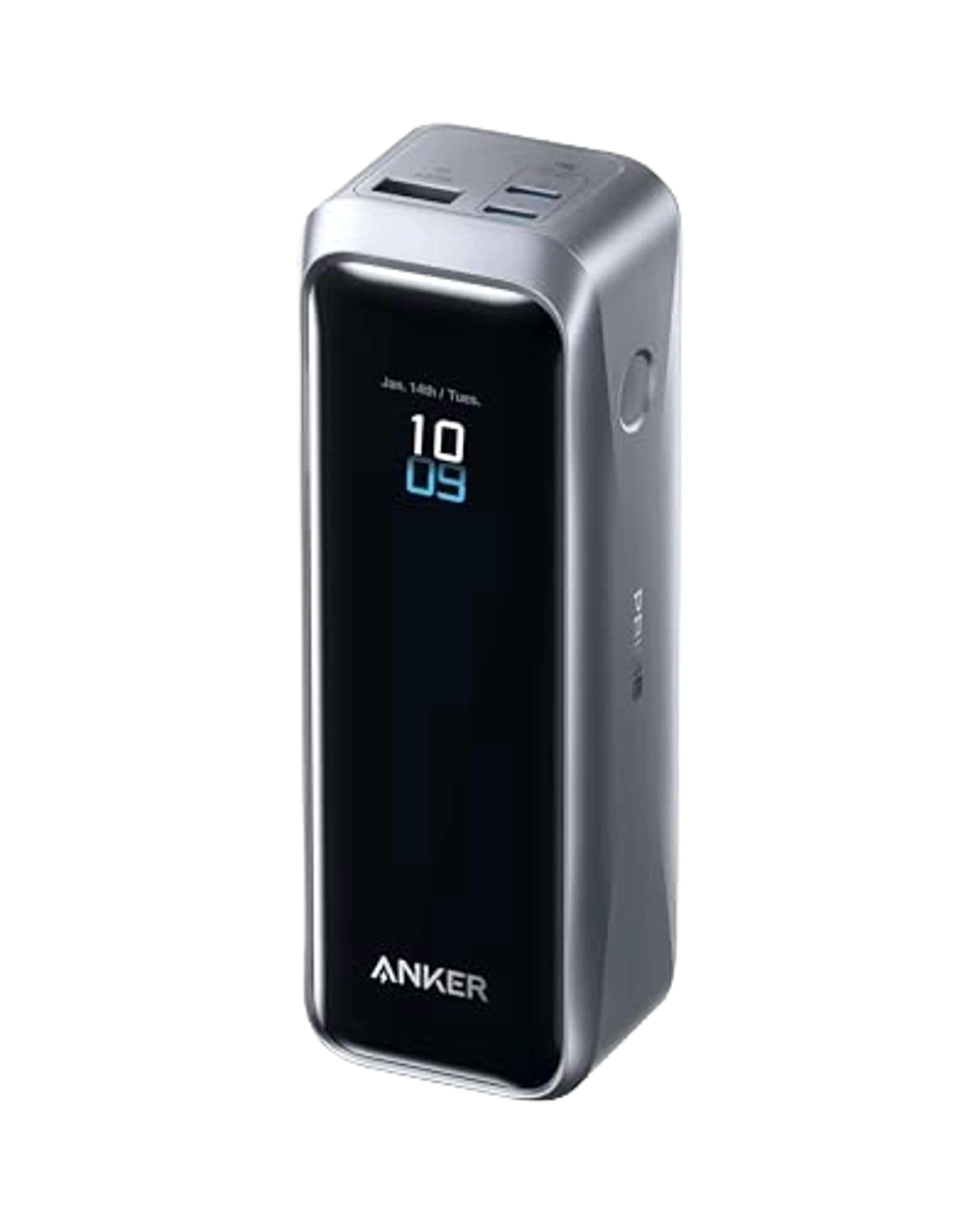 Gray Anker Prime A110B power bank with a front screen and three charging ports