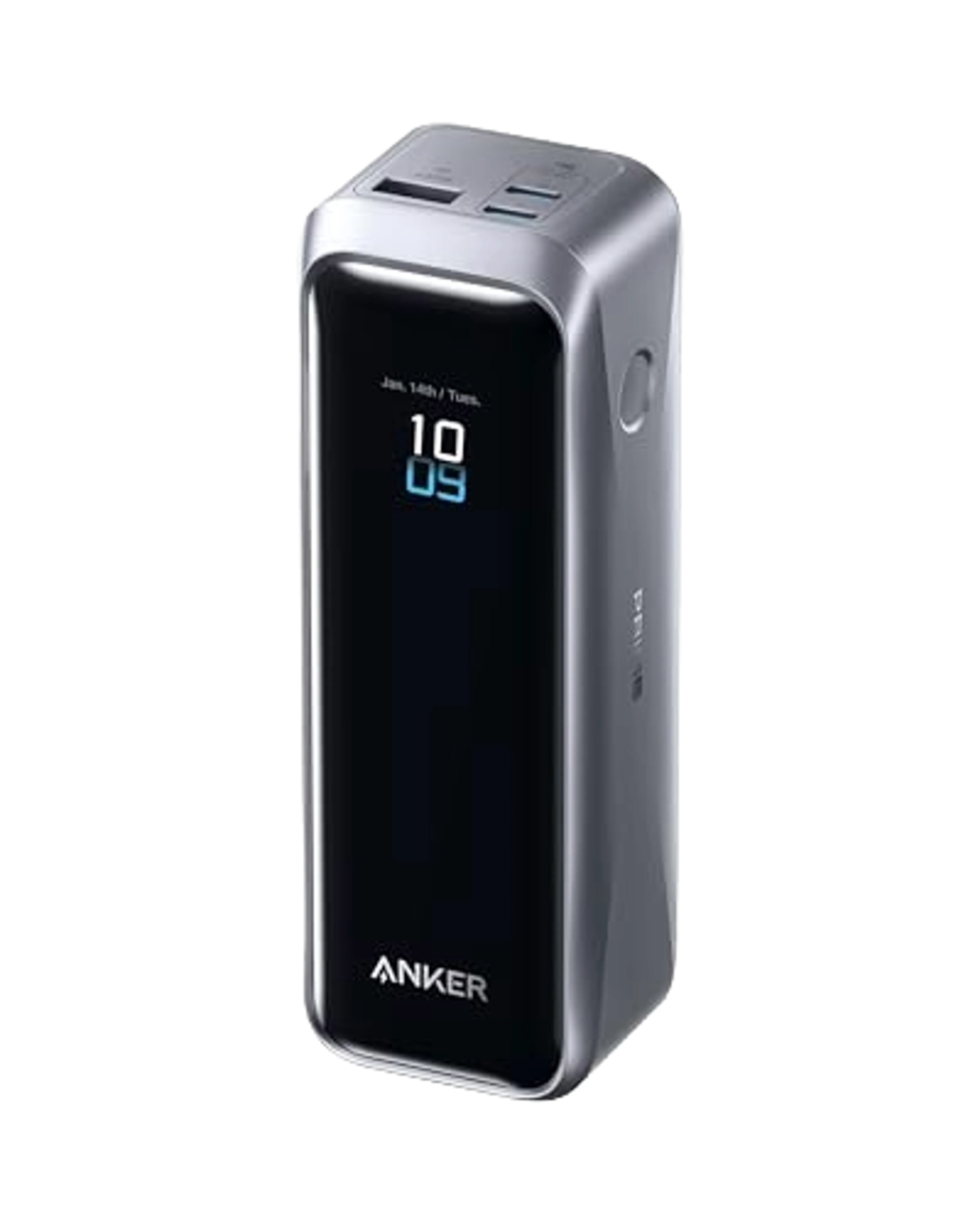Gray Anker Prime A110B power bank with a front screen and three charging ports
