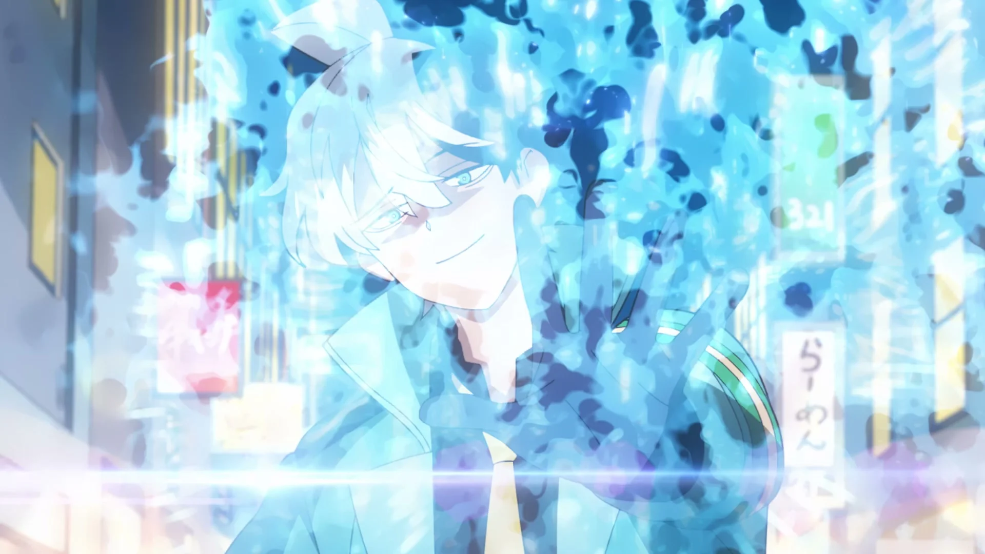 Meguru Chojo is surrounded by blue psychic energy in the second anime trailer.