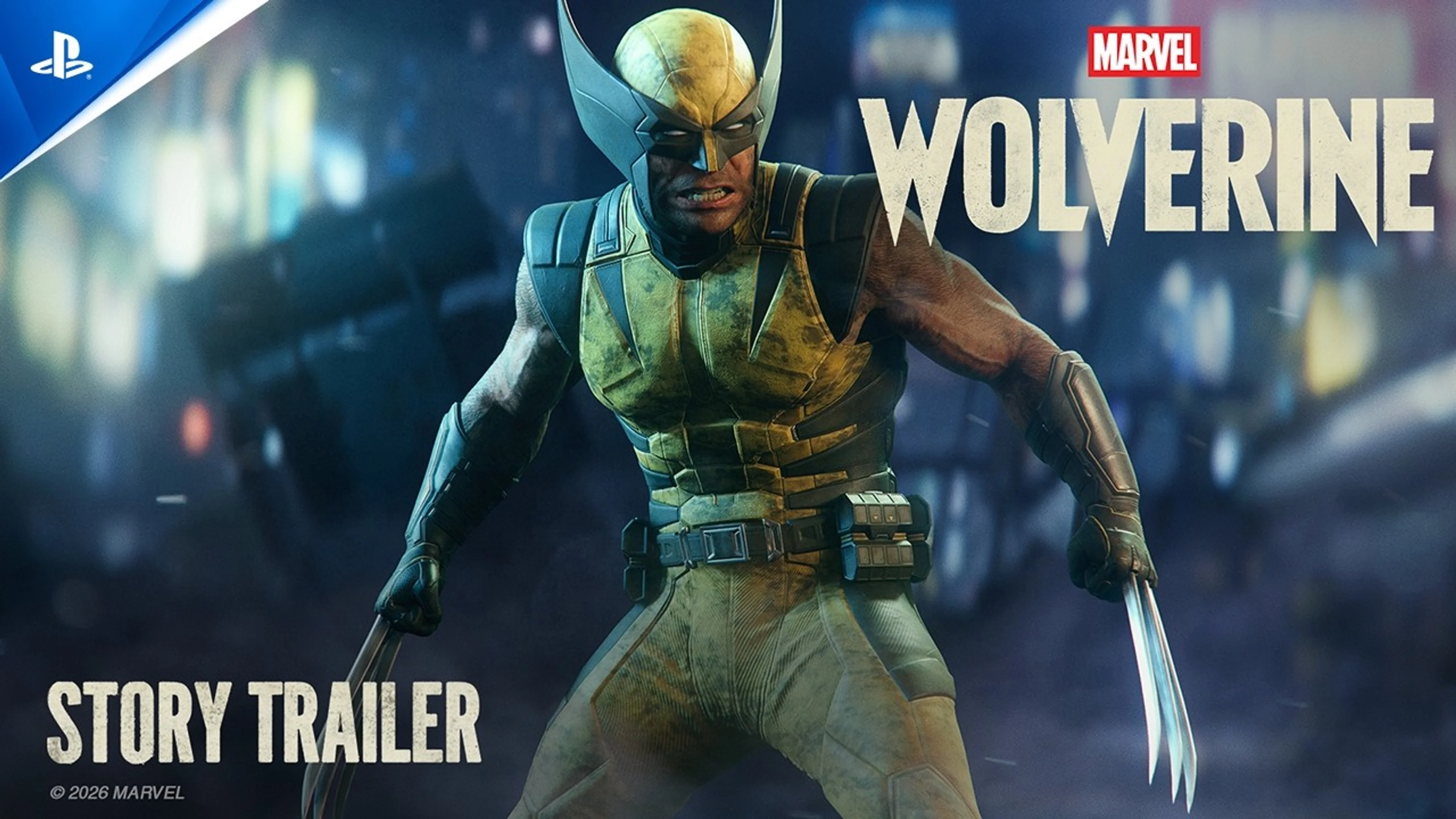 Marvel’s Wolverine stands with his claws extended in the official story trailer thumbnail