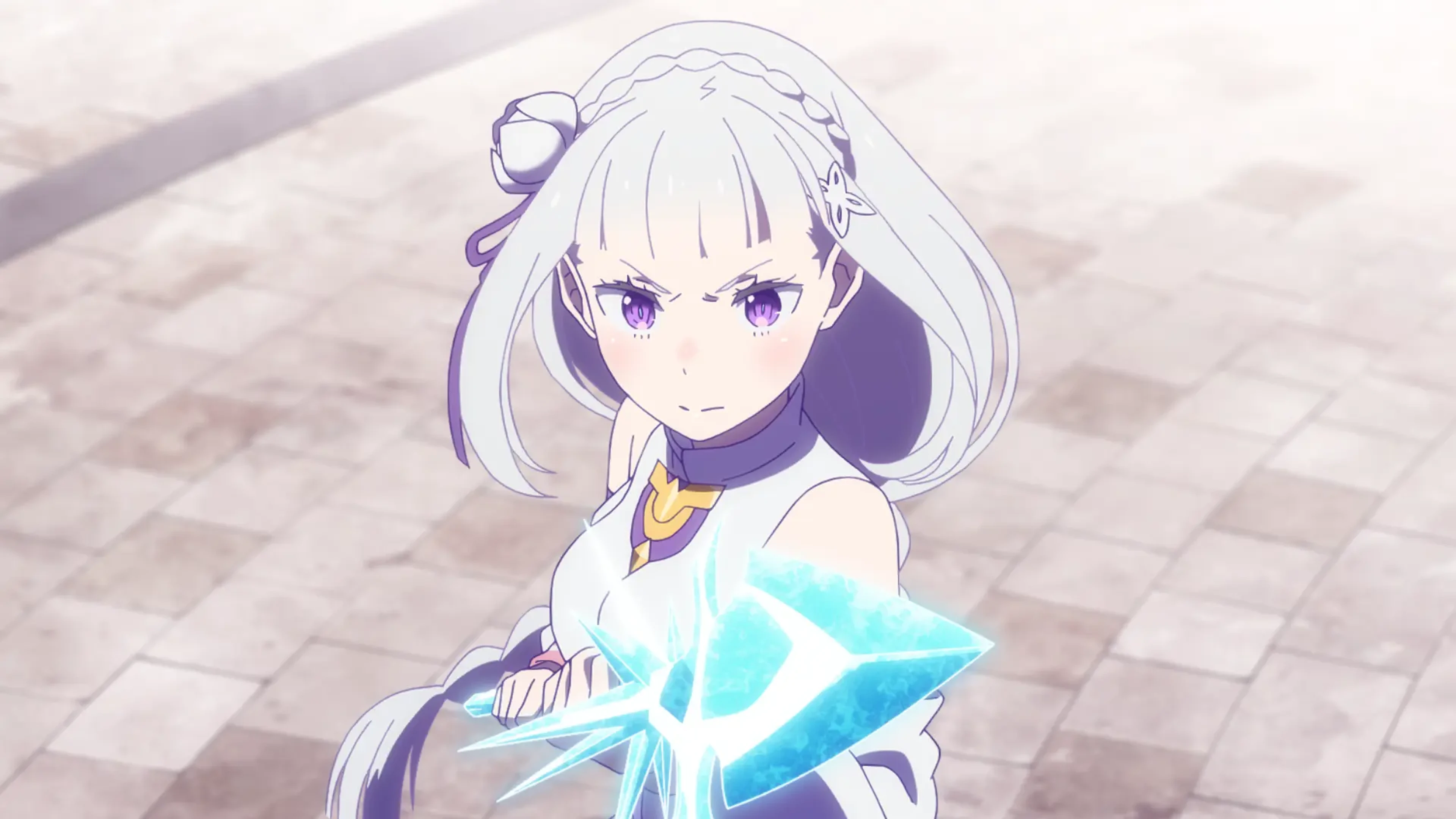 Emilia prepares a blue spell in episode 85.