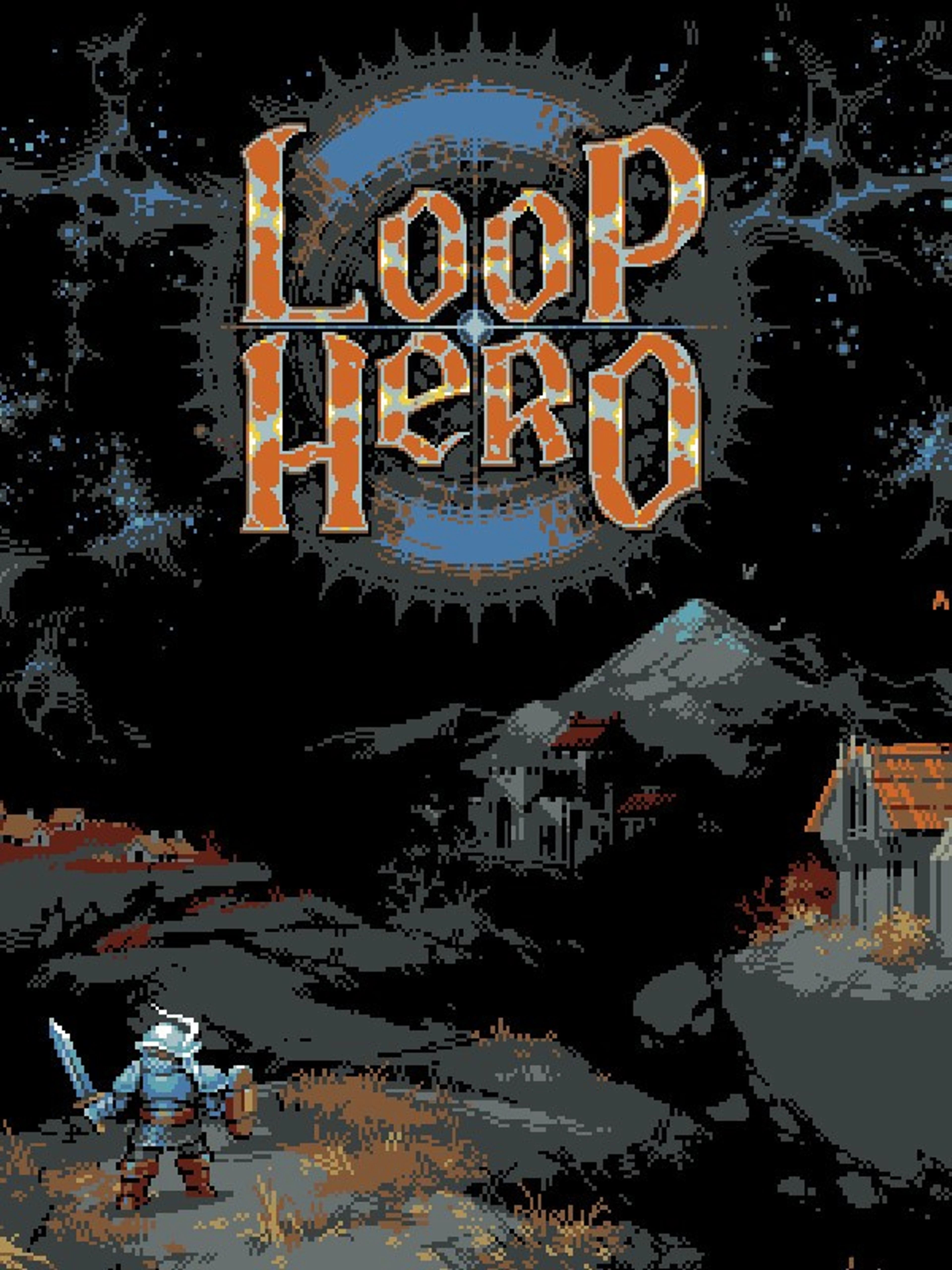 Official Loop Hero cover with a looping path, tiny heroes and the native game title.