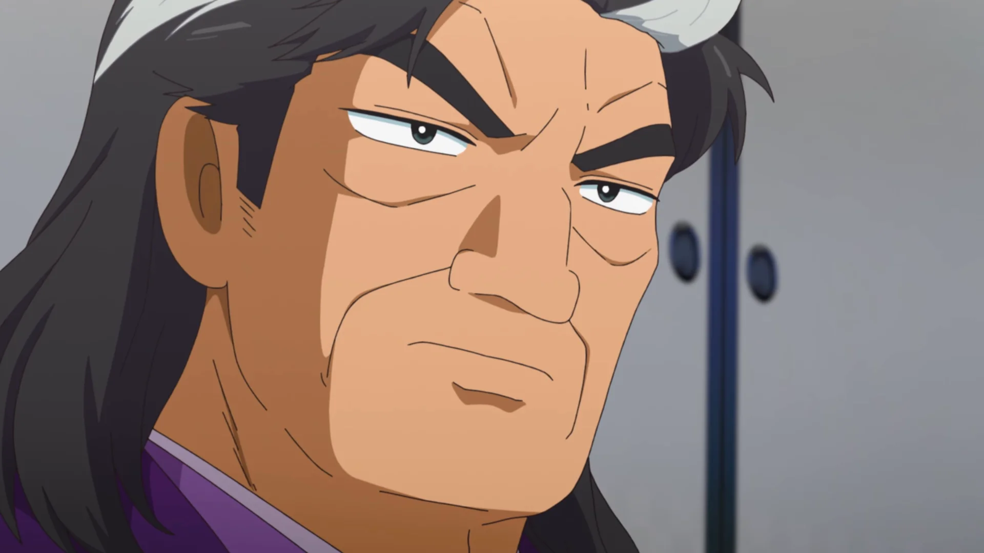 Yuzan Kaibara in his purple coat in Shin Oishinbo.