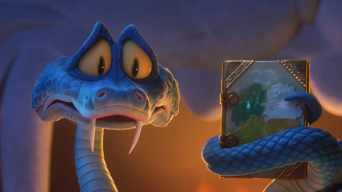 Gary De’Snake holds a map in an official Zootopia 2 still.