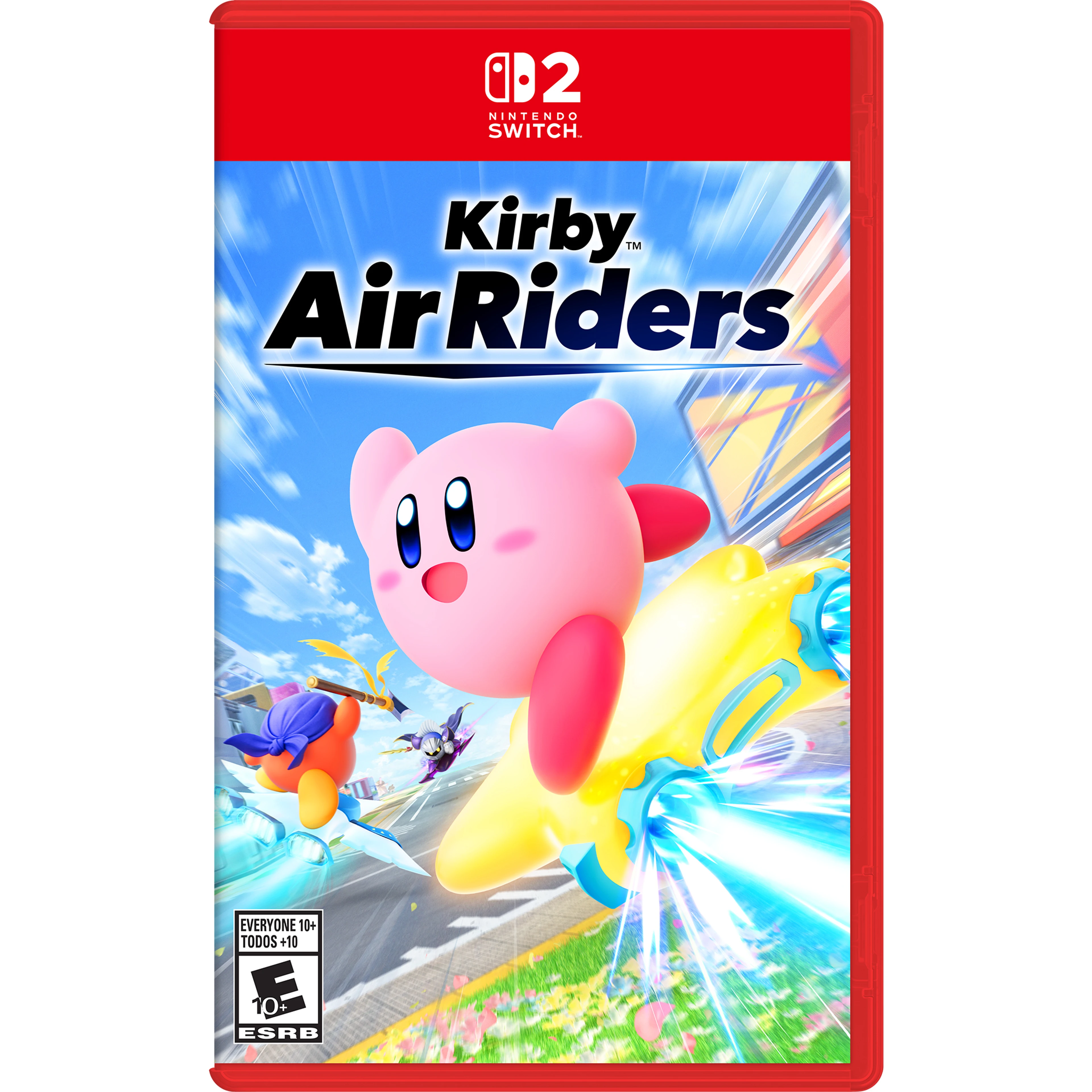 Official Kirby Air Riders box art with Kirby riding a yellow Warp Star.