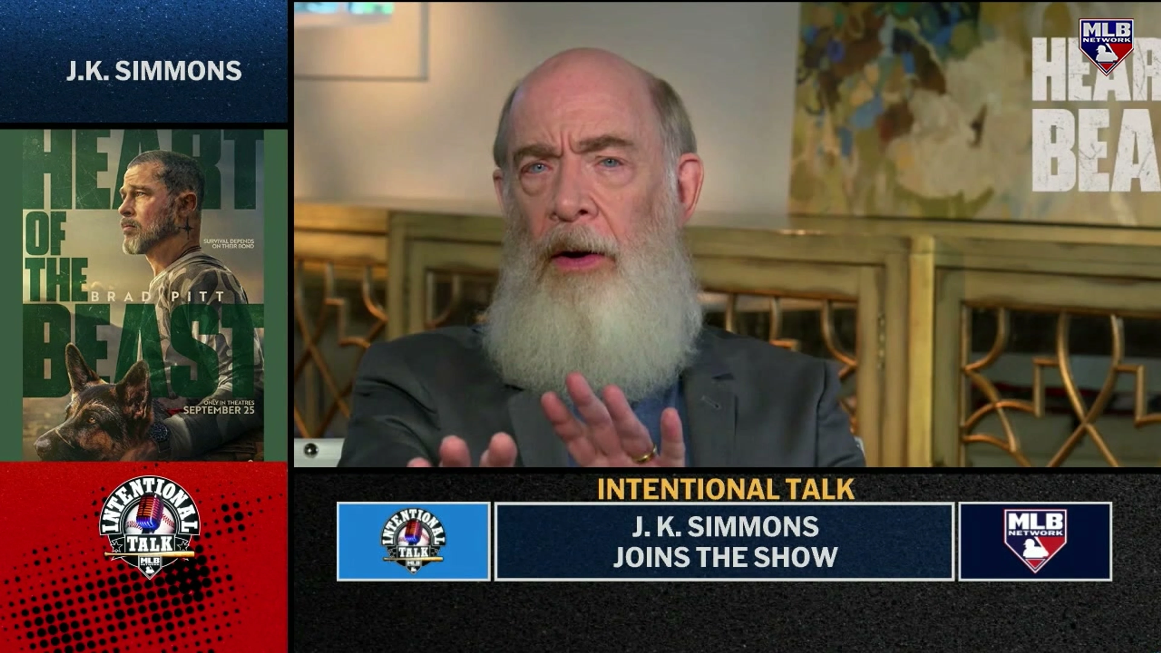 J.K. Simmons speaks during an MLB Network interview about Heart of the Beast.