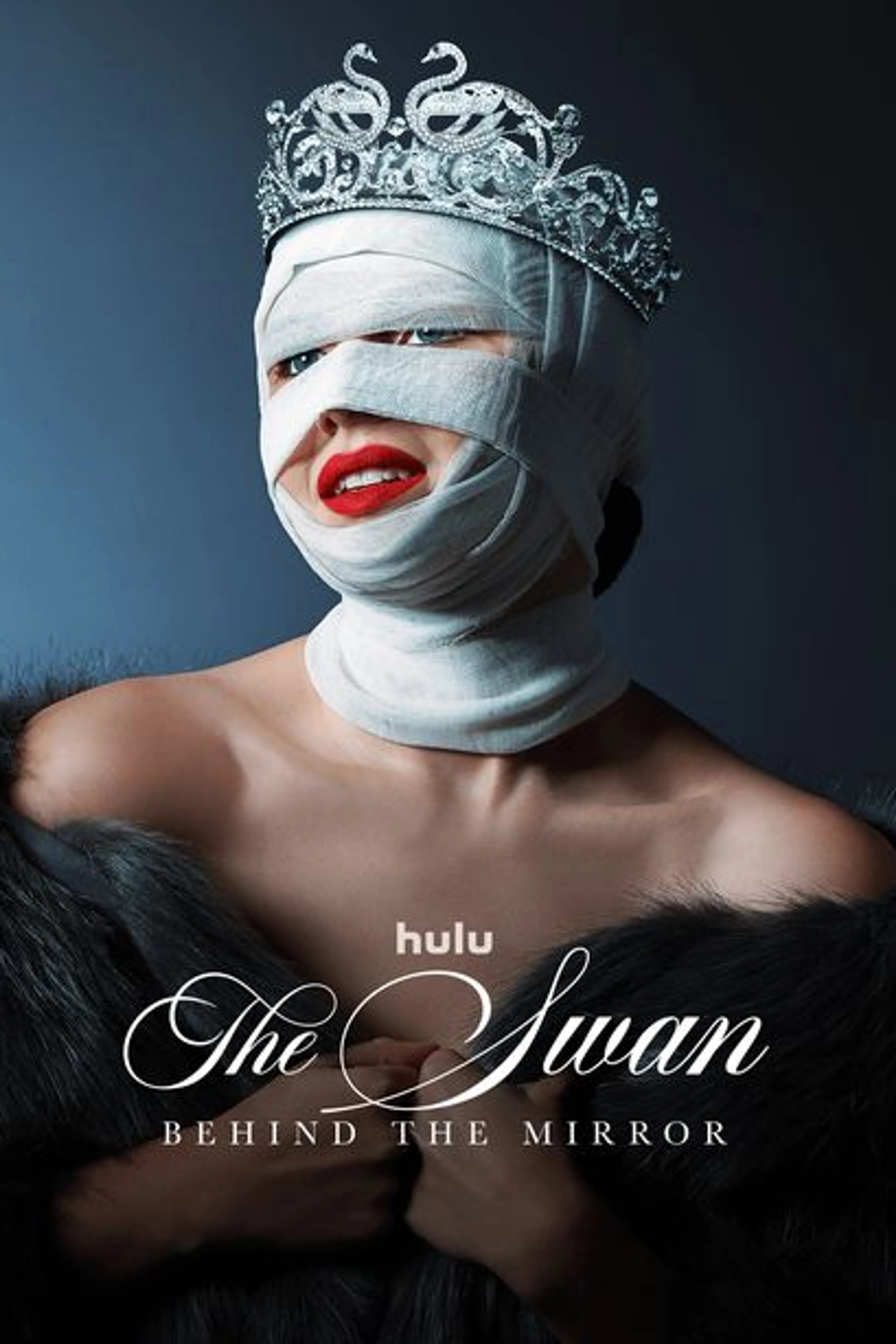 The Swan: Behind the Mirror poster showing a crowned woman with bandages around her face.