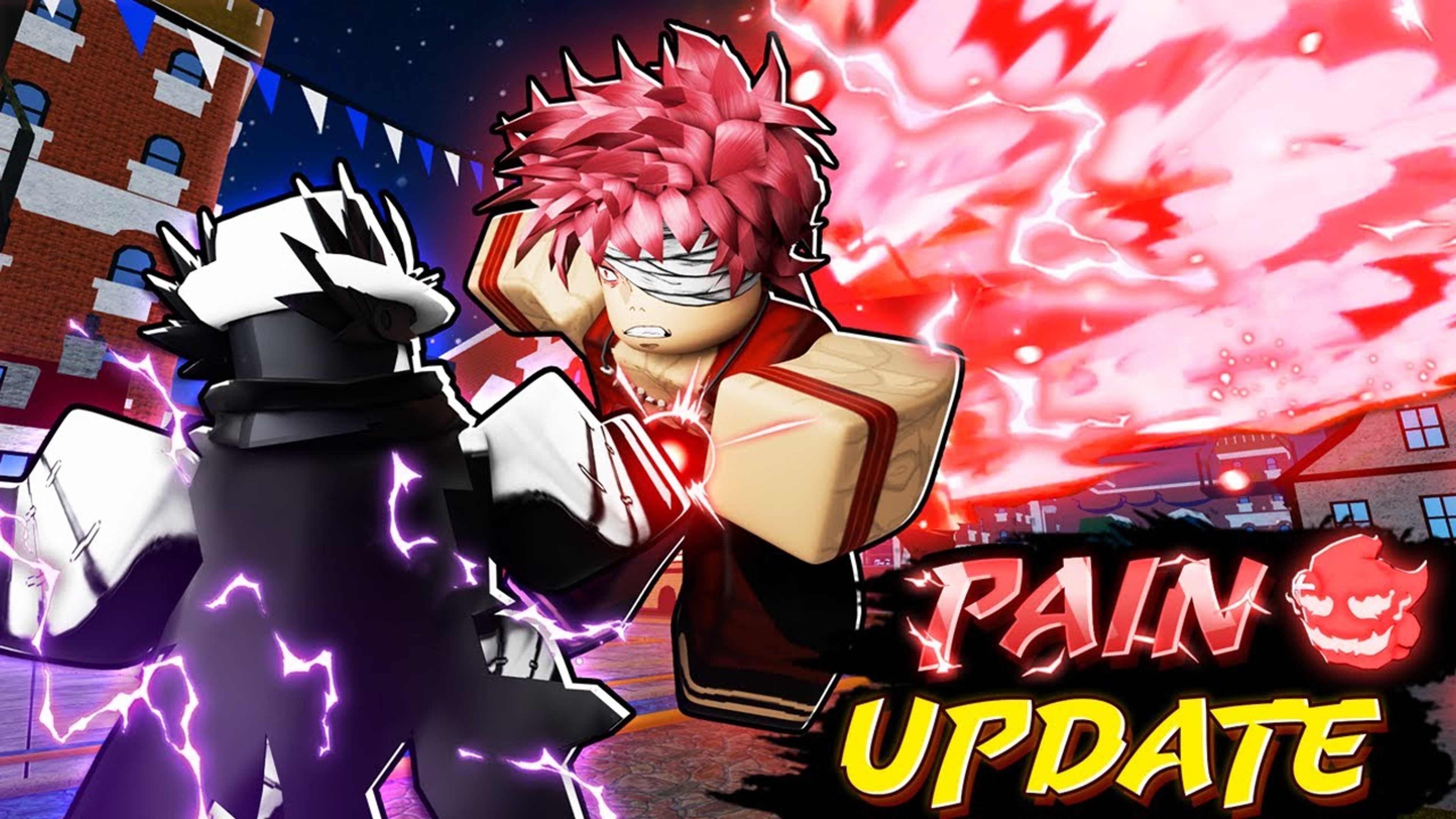 Official Blox Fruits Pain update artwork showing a large combat ability.