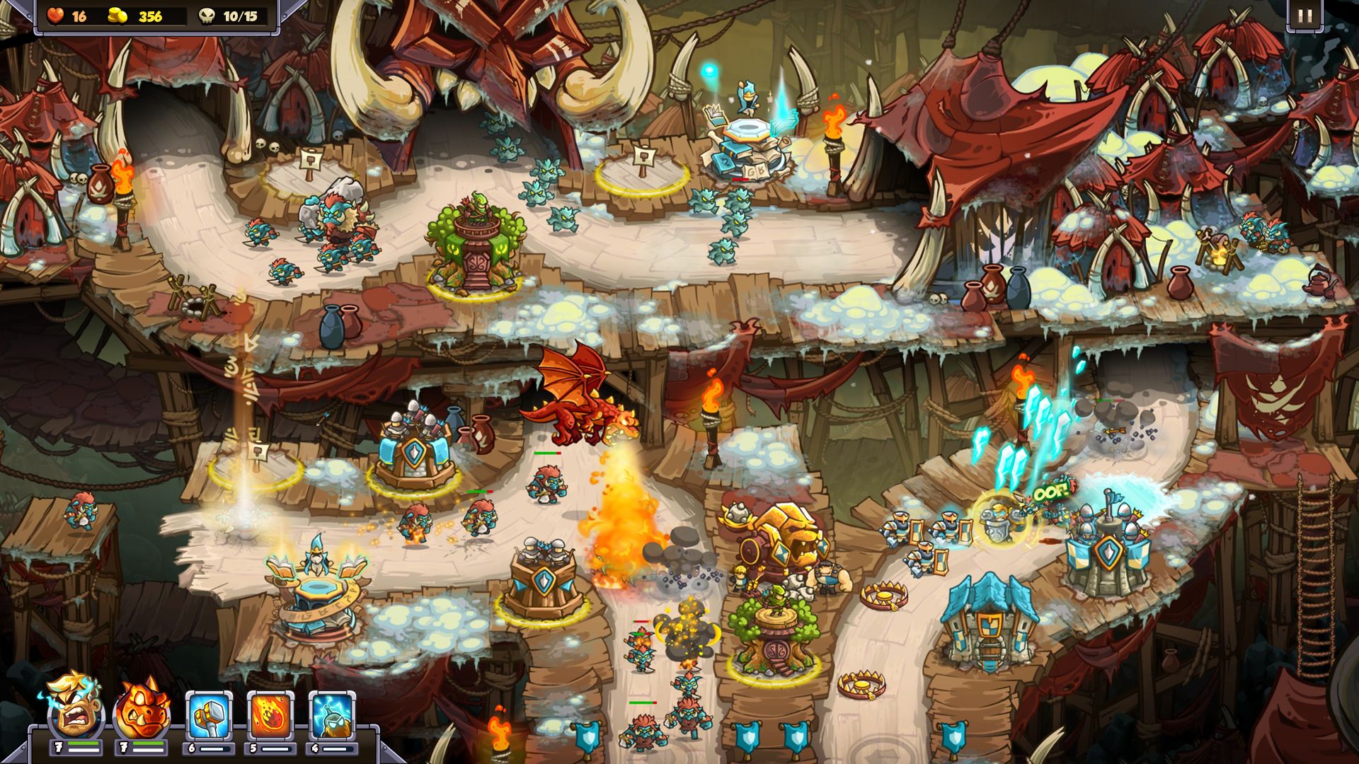 Official Kingdom Rush 6: Genesis gameplay screenshot 5, showing a tower-defense battlefield.