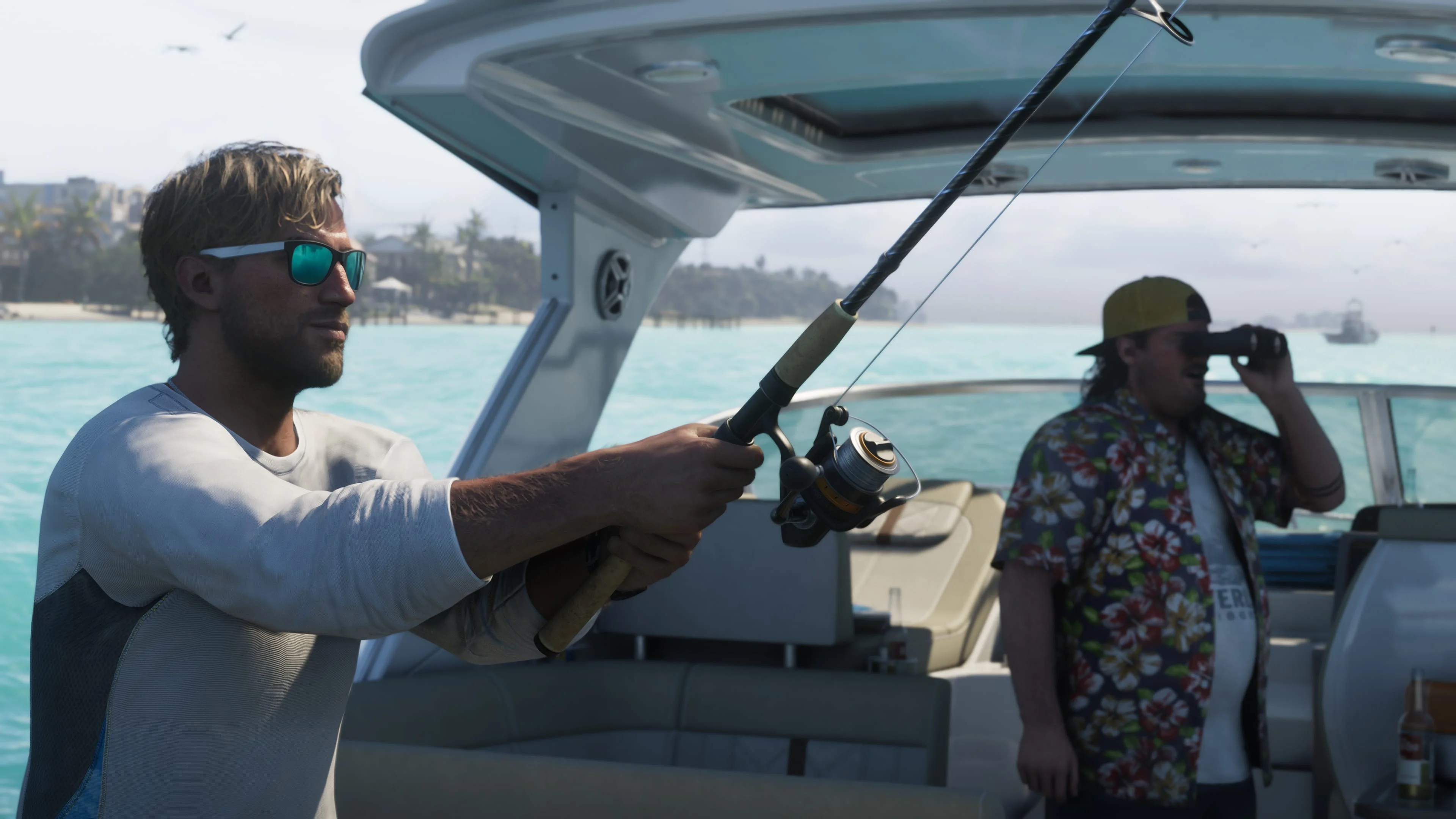 Jason Duval fishes from a boat in official Grand Theft Auto VI footage.