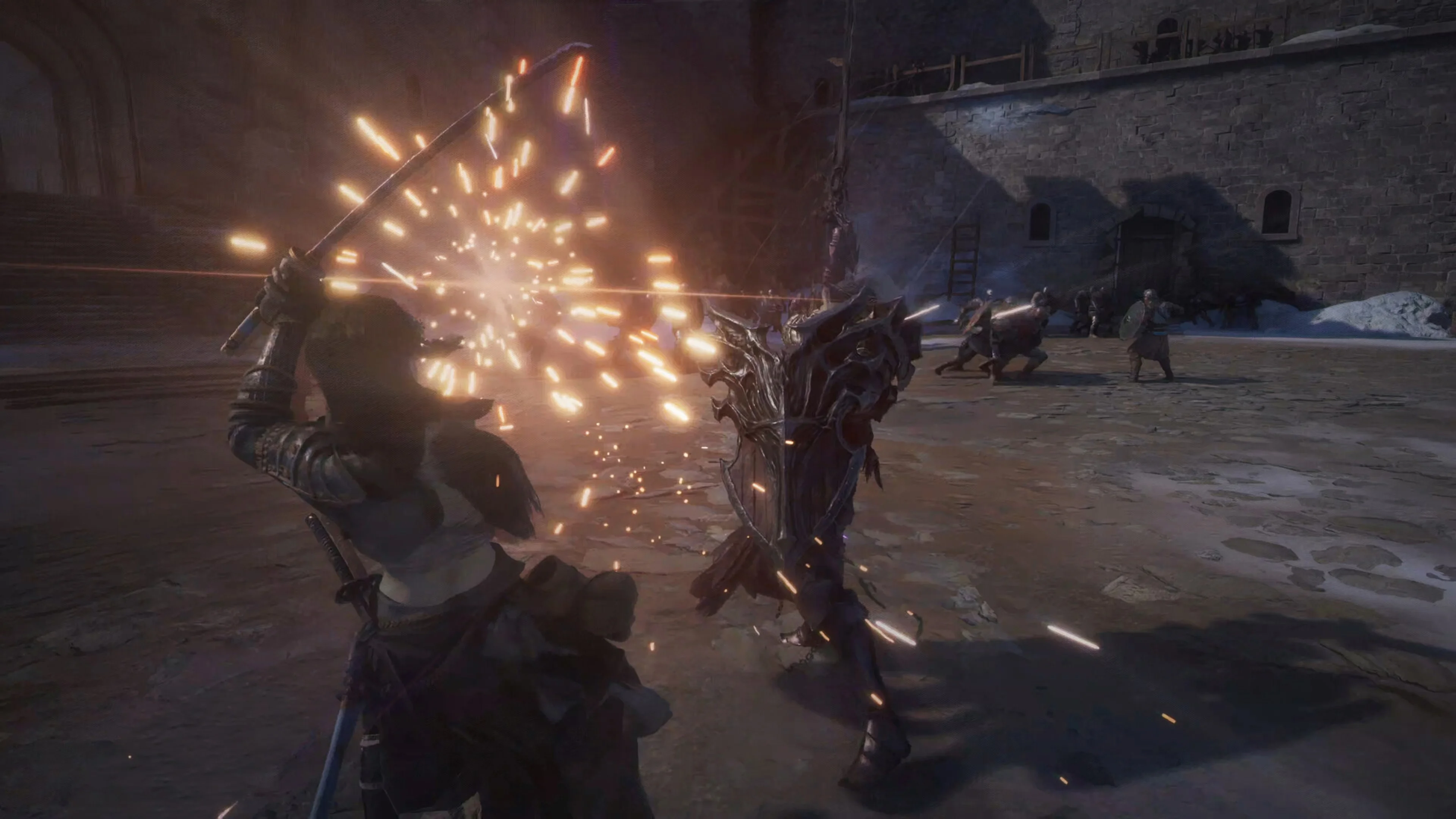 Two armored warriors clash weapons in CONQ: Crown of No Quarter.