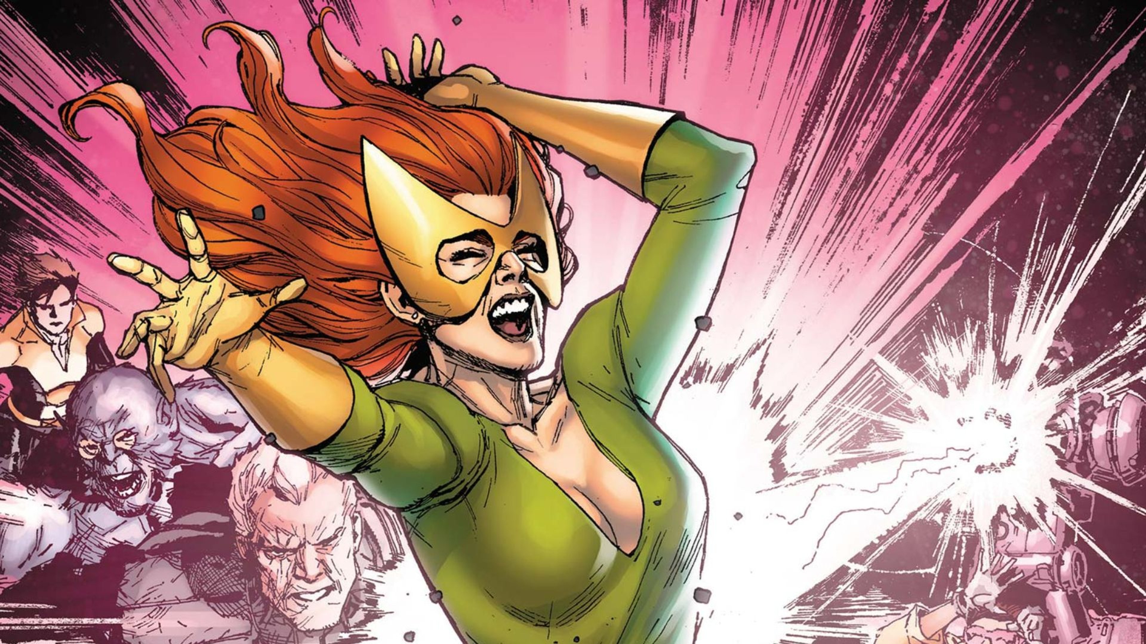 Jean Grey uses her psychic powers in Marvel Comics artwork.