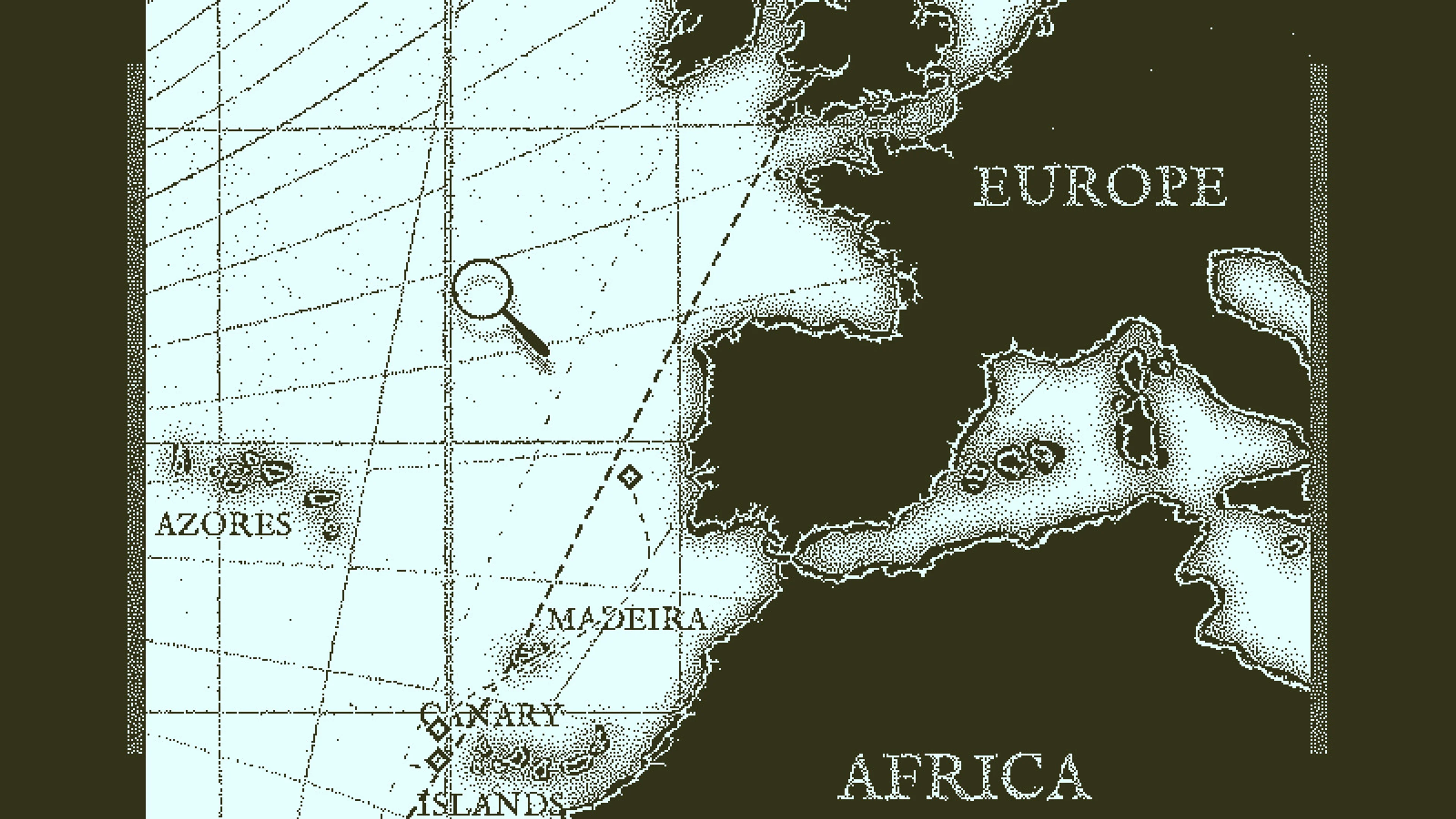 The investigation book shows a map of the voyage with Europe, Africa and the Atlantic marked.