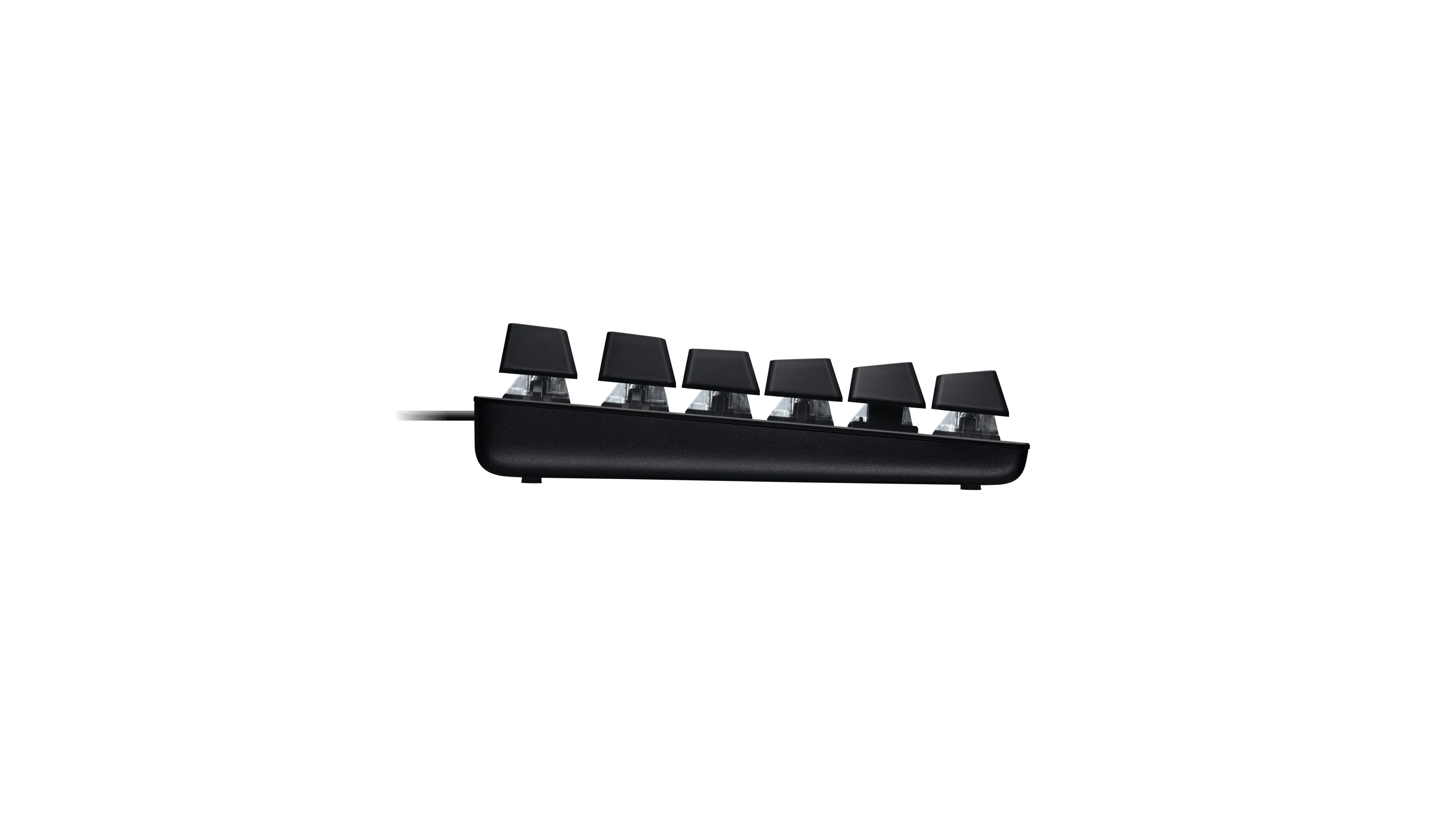 Side profile of the Logitech G413 TKL SE showing its raised keycaps and switches