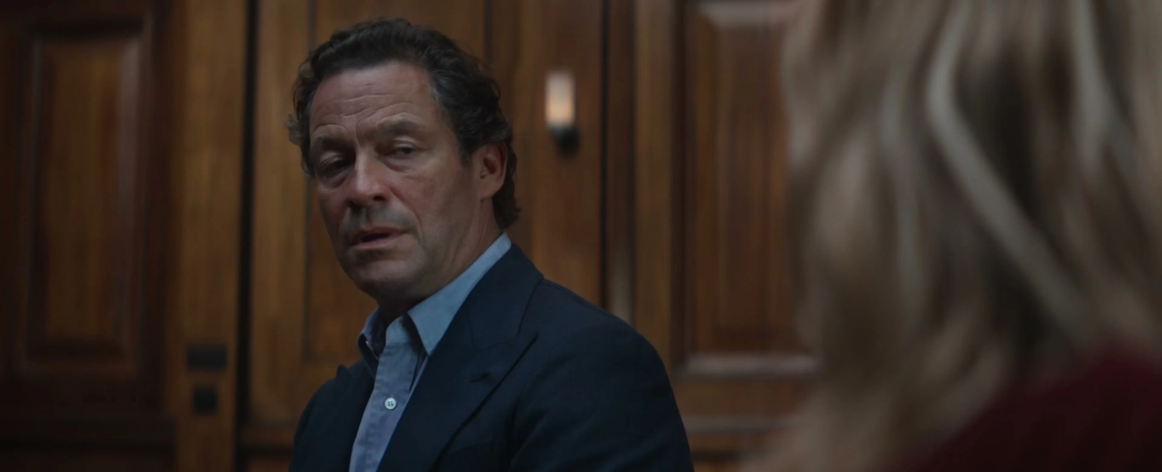 Dominic West appears as tech entrepreneur Morgan Henderson in WAR.