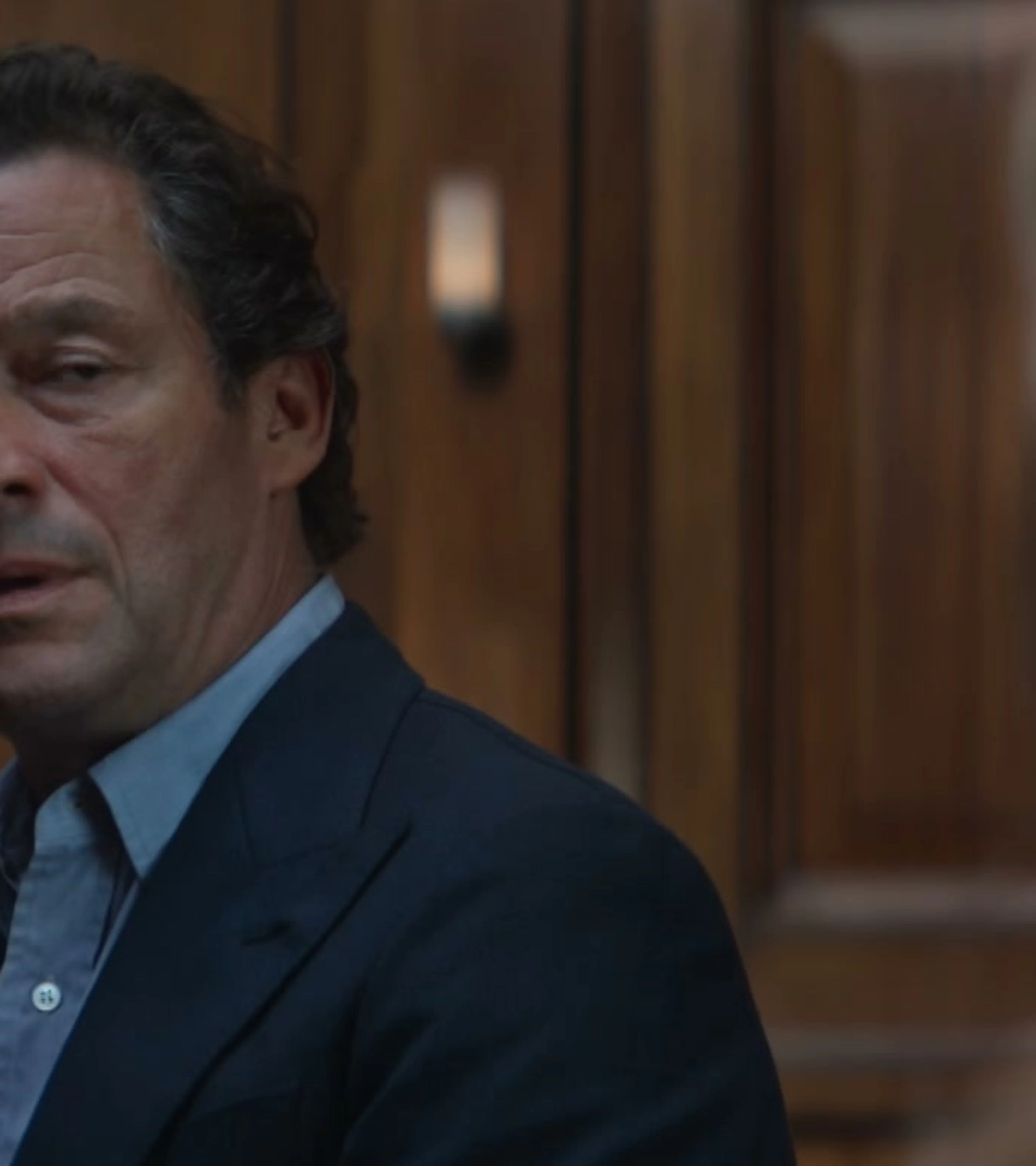 Dominic West appears as tech entrepreneur Morgan Henderson in WAR.