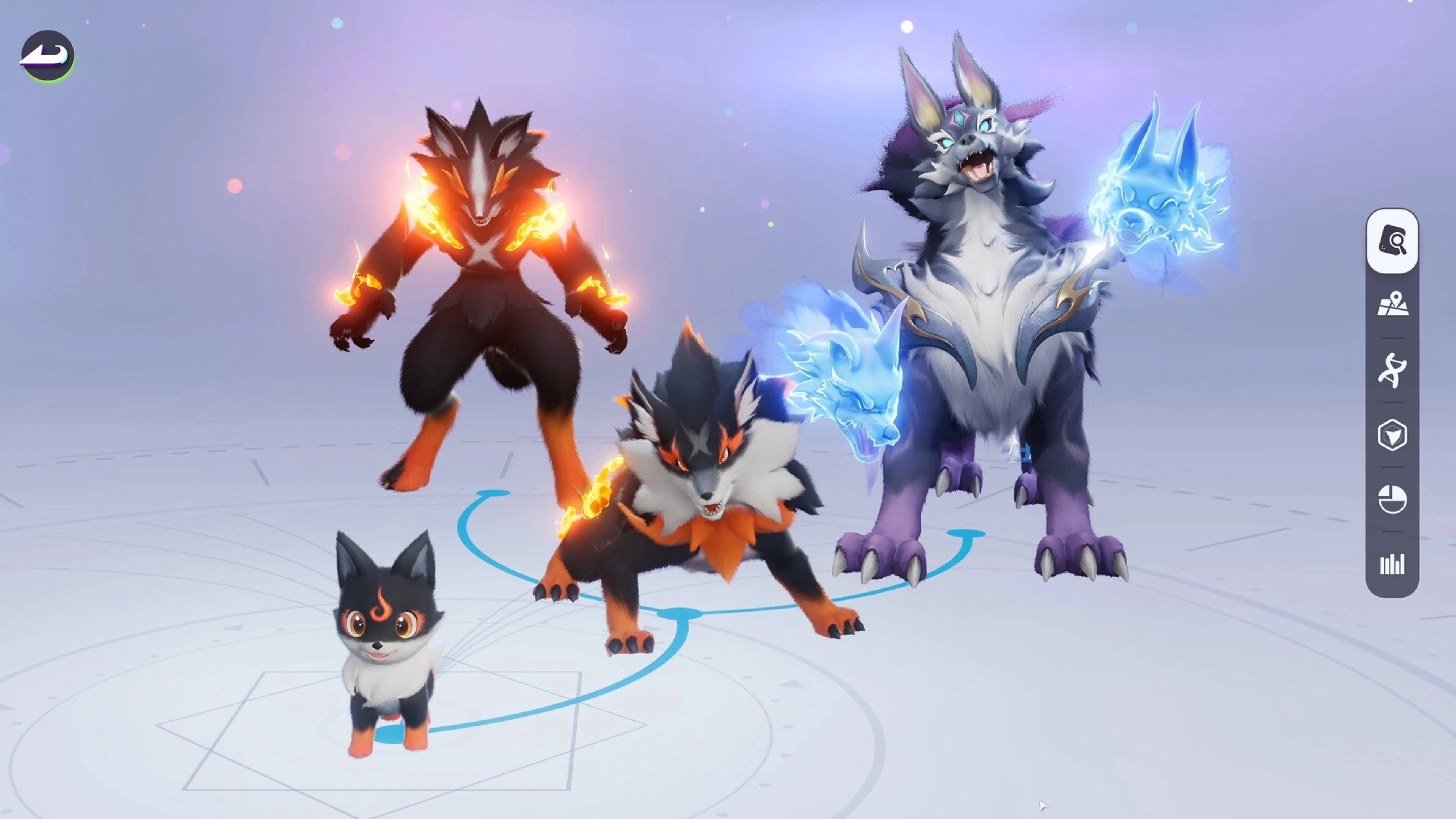 A group of different Aniimo stands together in the collection screen.