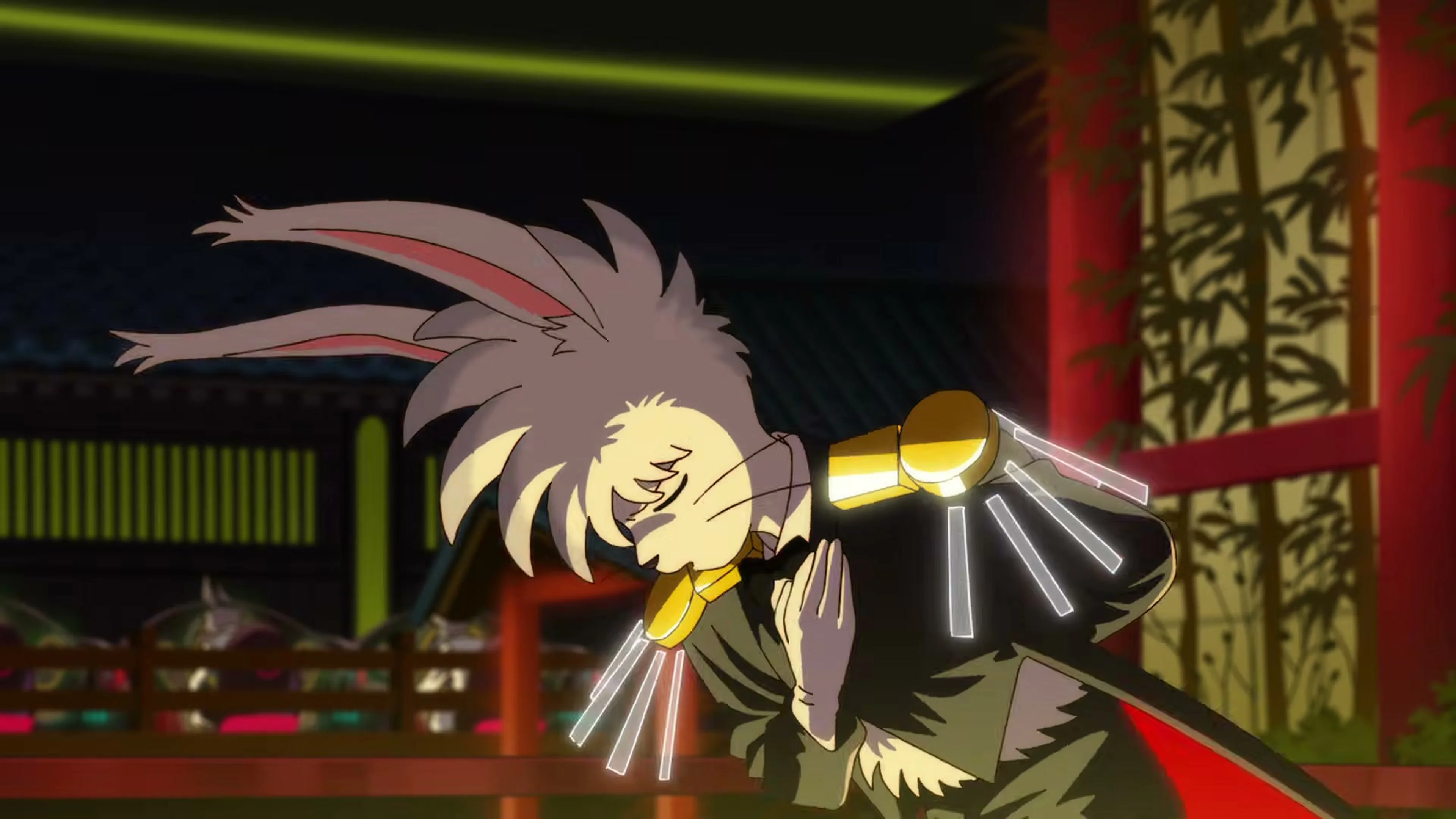 Takeshi Onimaru raises his sword in YAIBA: Samurai Legend.