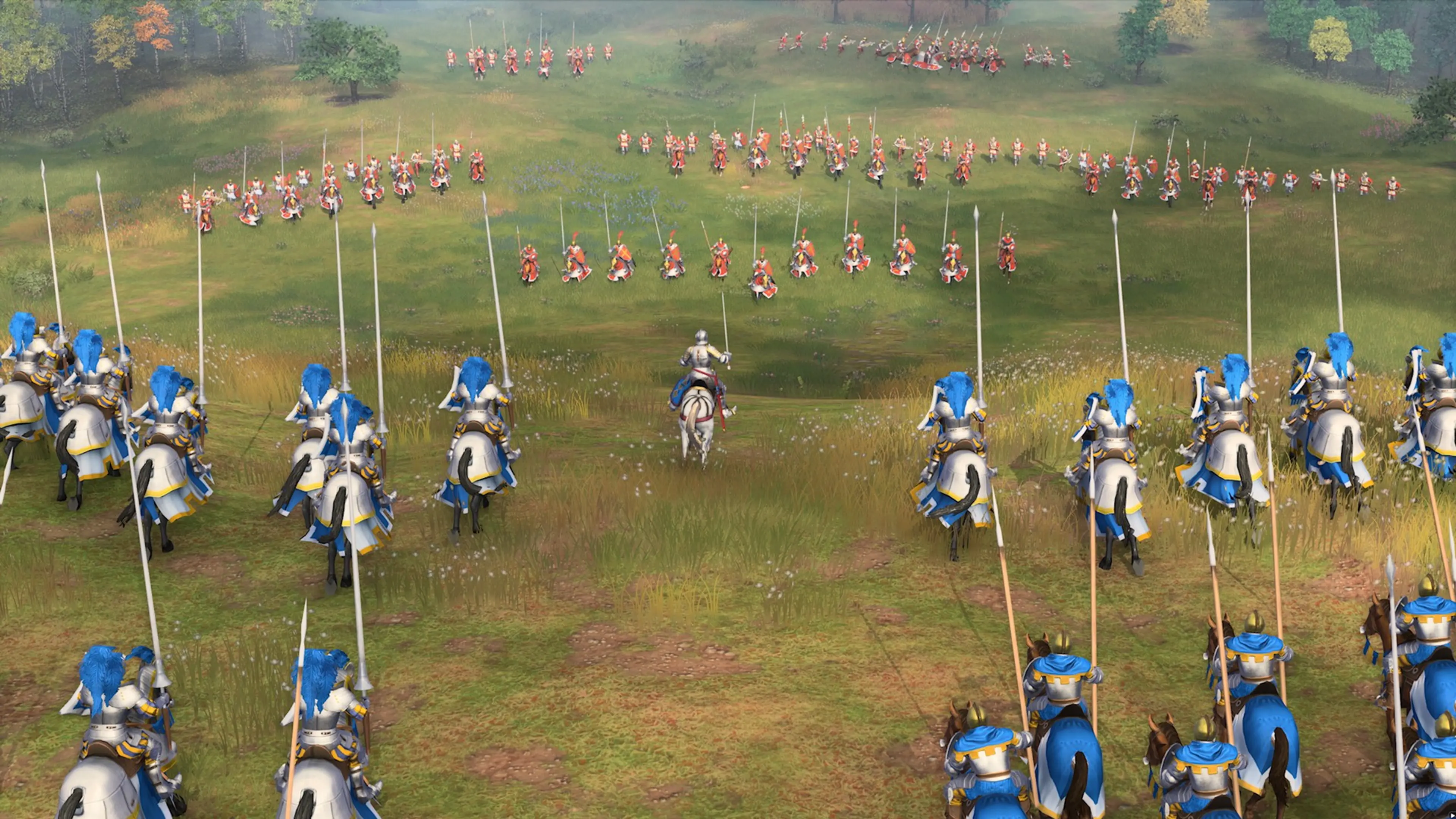Cavalry and infantry formations in Age of Empires IV. Support units can keep a counter from reaching its preferred target.