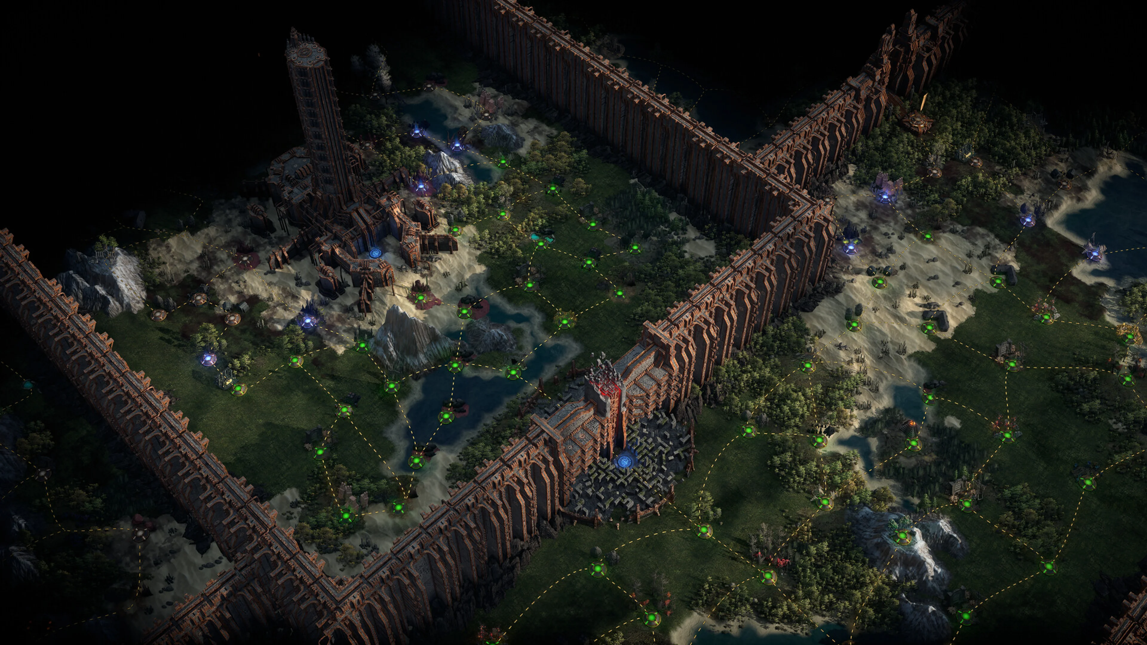 A player character stands over a branching map of locations in Path of Exile 2.