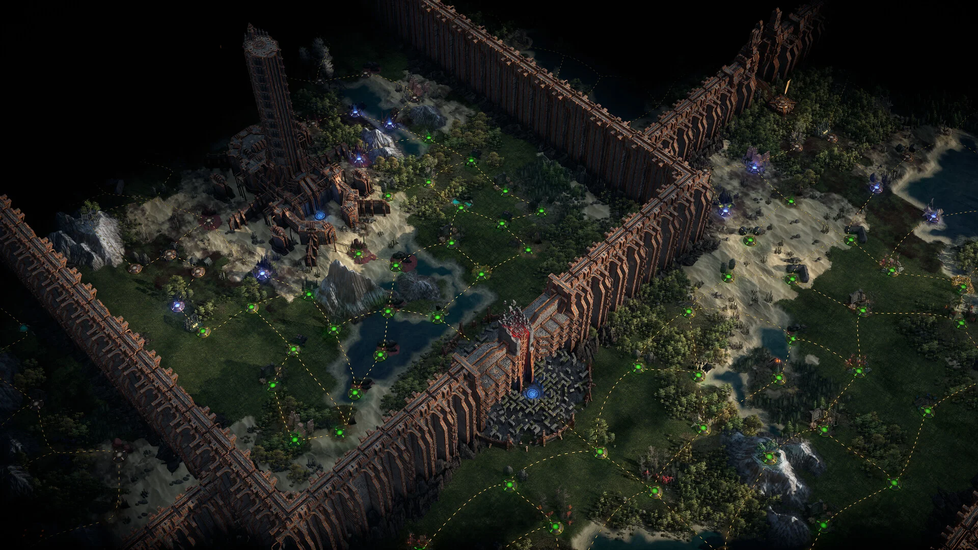 A player character stands over a branching map of locations in Path of Exile 2.