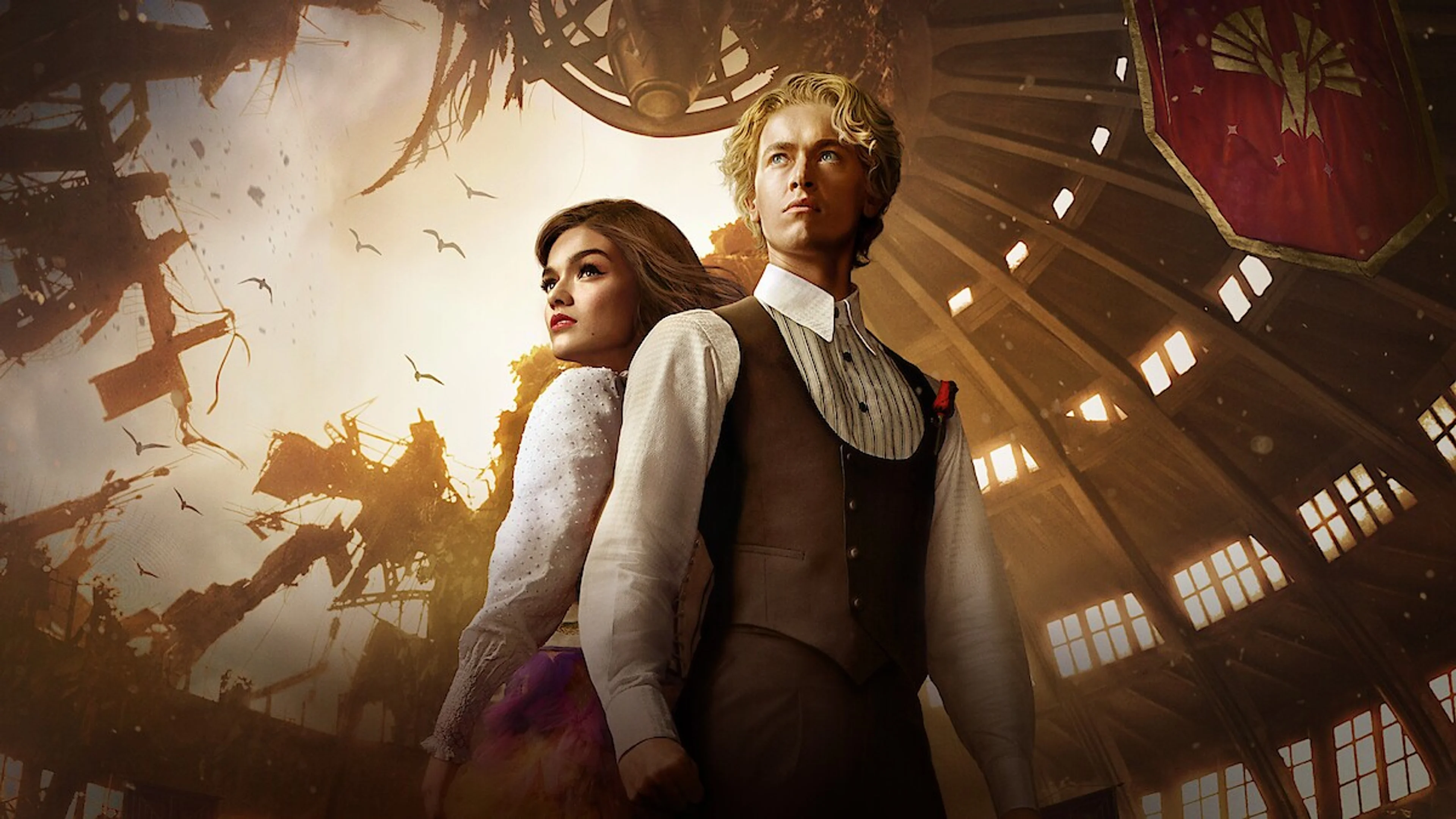 Lucy Gray Baird and young Coriolanus Snow in official Ballad of Songbirds & Snakes artwork.