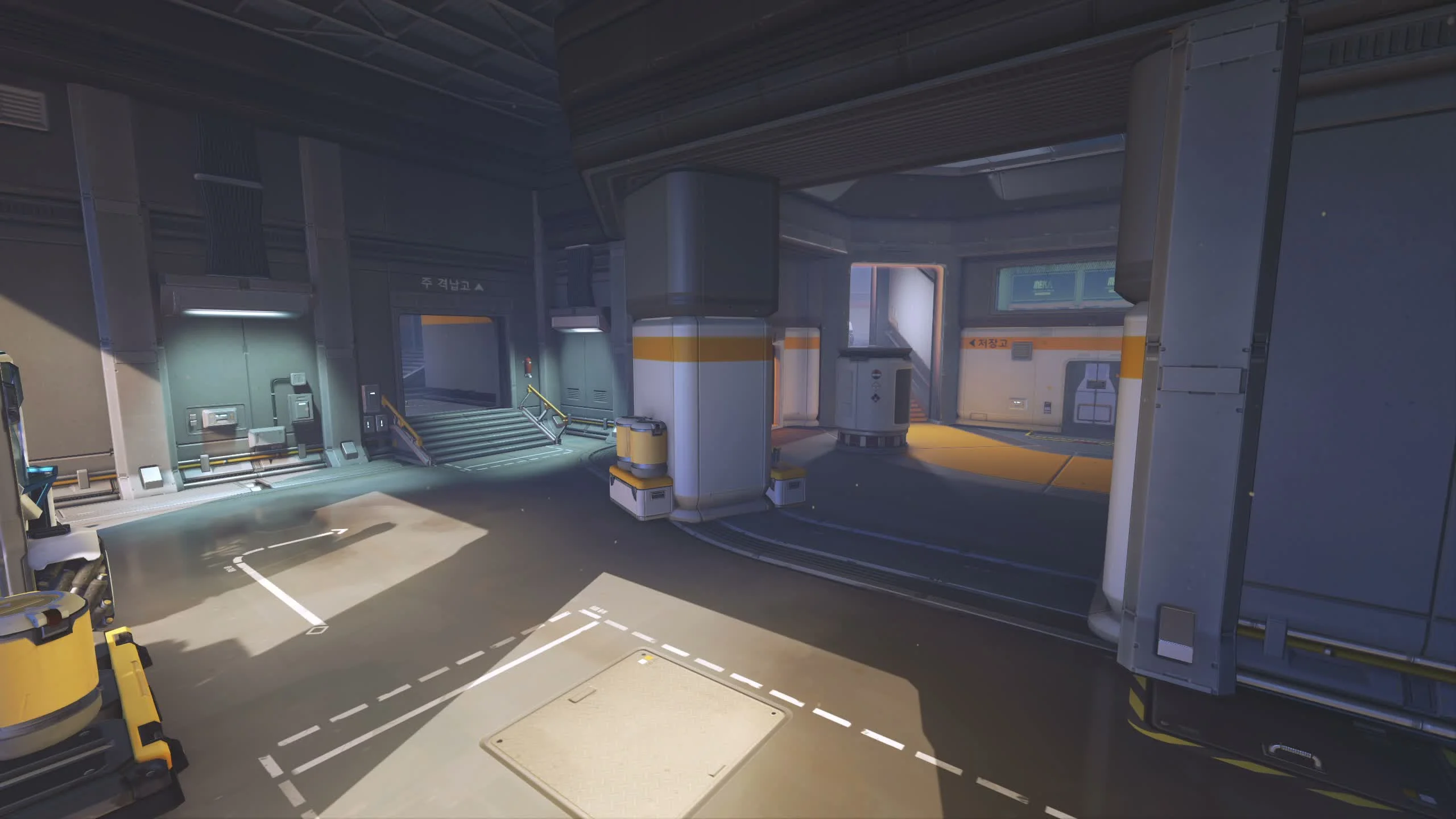 The redesigned MEKA Base section of Busan in Overwatch Season 4.