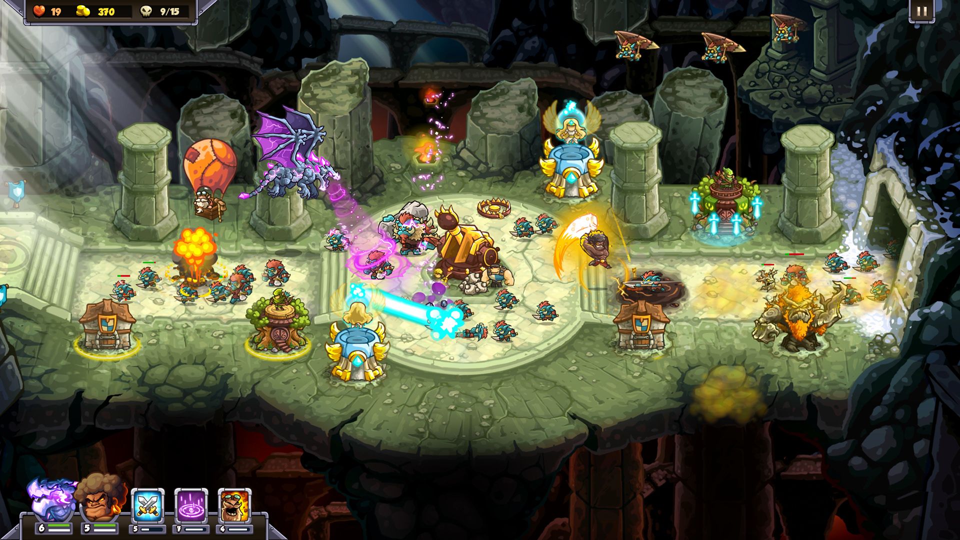 Official Kingdom Rush 6: Genesis gameplay screenshot 3, showing a tower-defense battlefield.