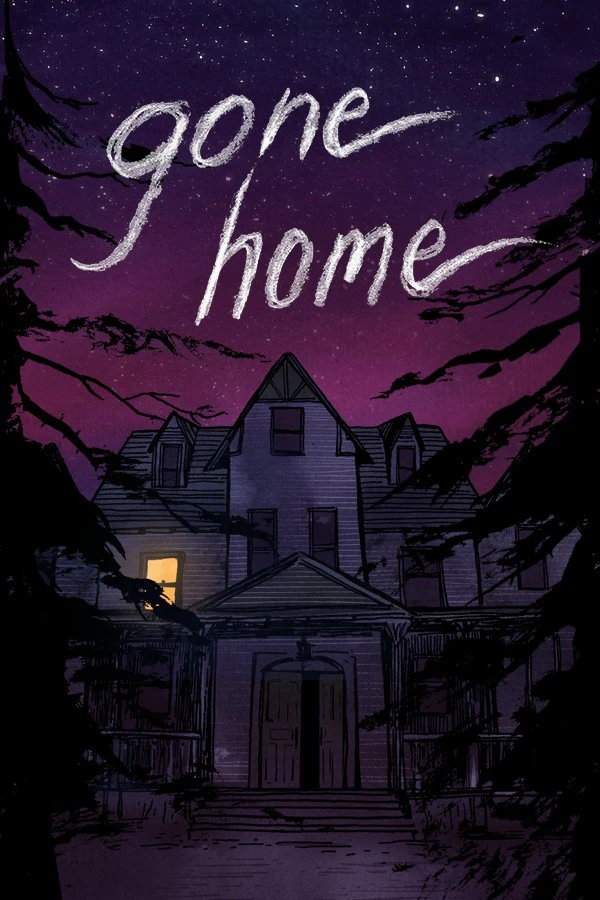 Official Gone Home cover showing a lit house at night.