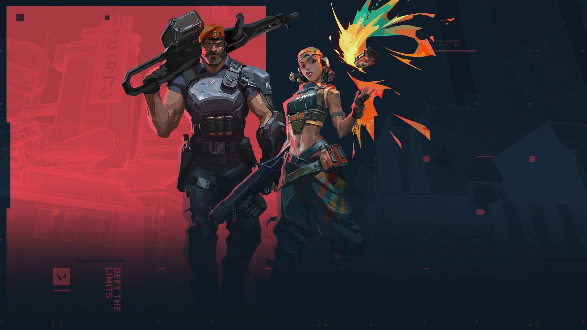 Brimstone and Raze in Valorant artwork used with crosshair profile patch notes