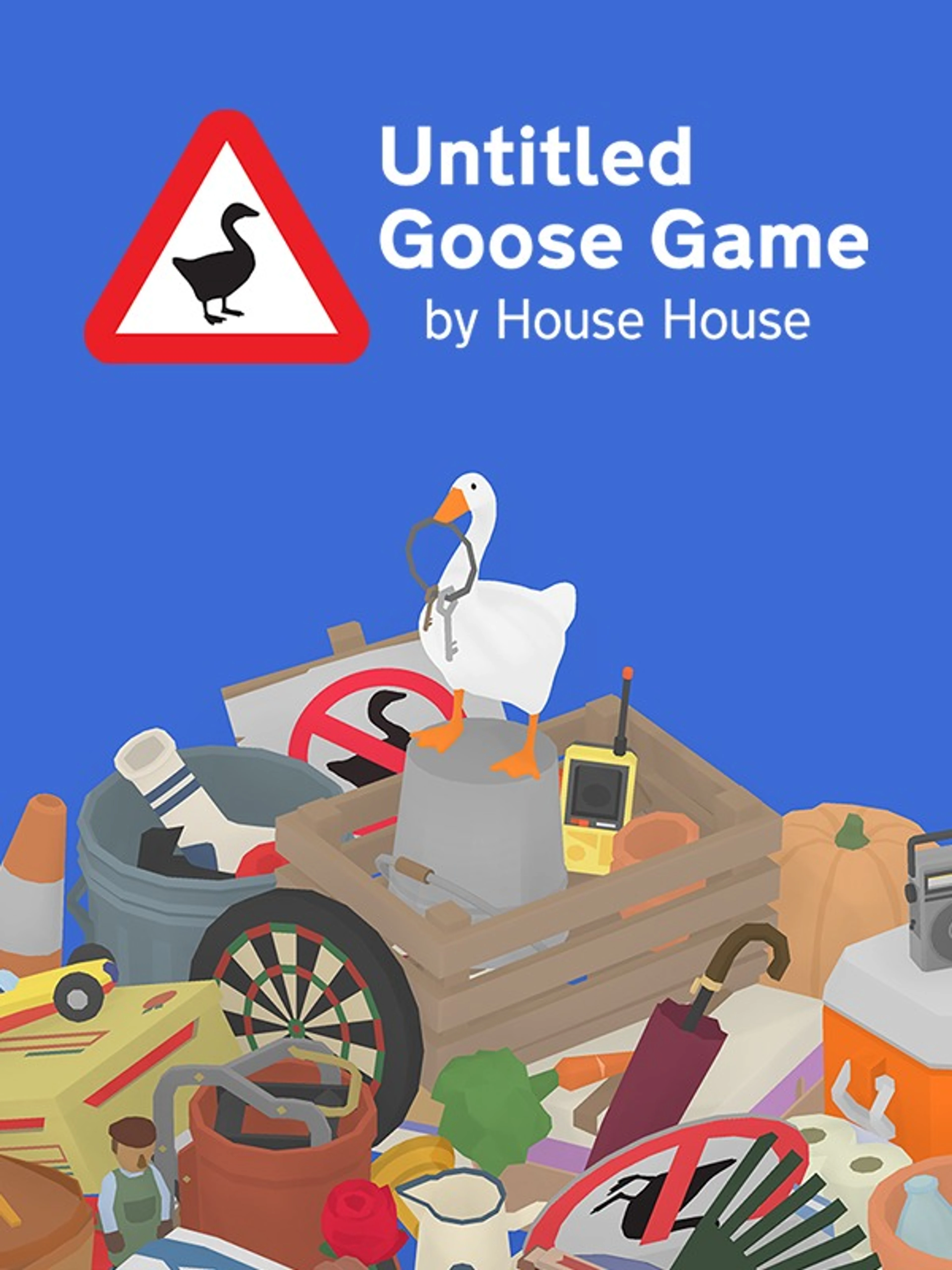 Official Untitled Goose Game cover with the white goose against a blue background and the native game title.