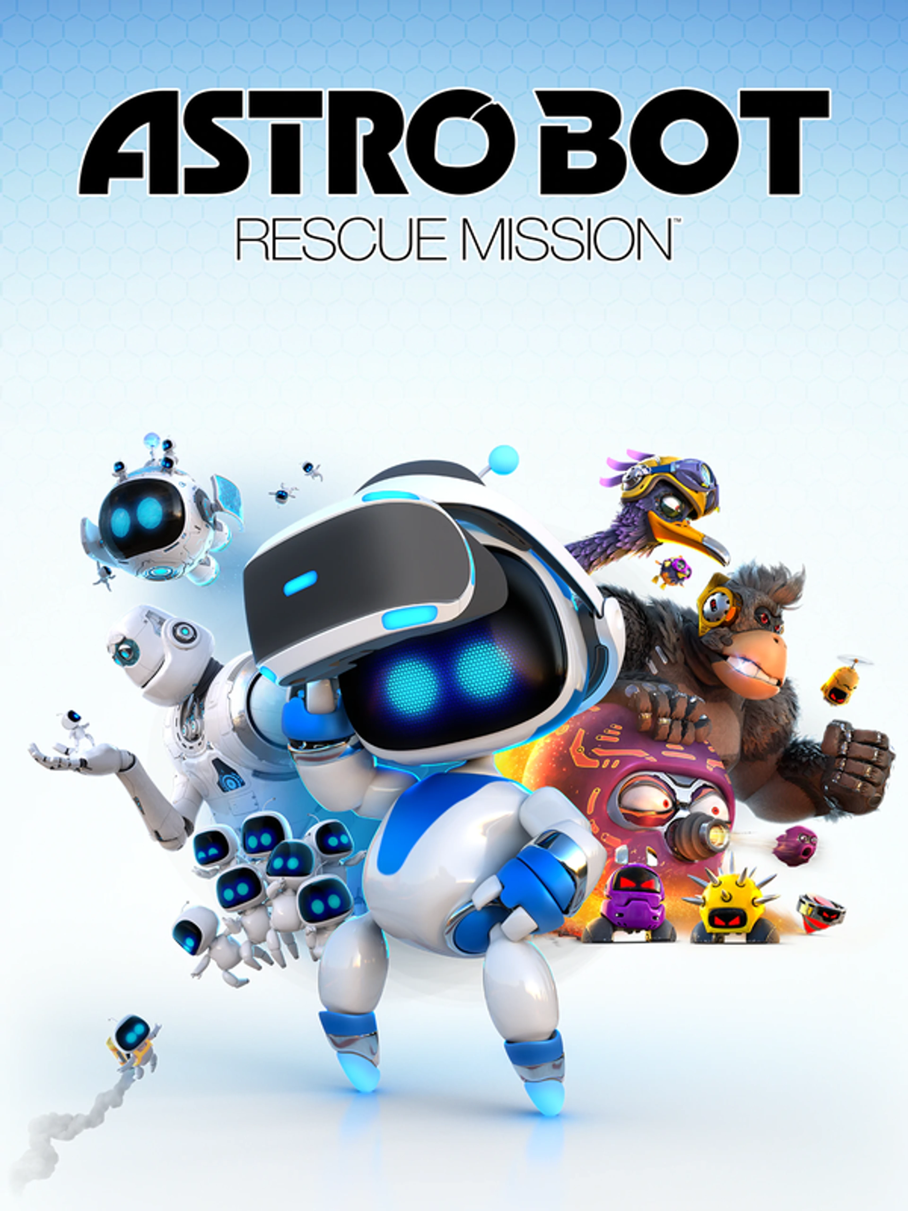 Official Astro Bot Rescue Mission cover with Astro and other bots above the native game logo.