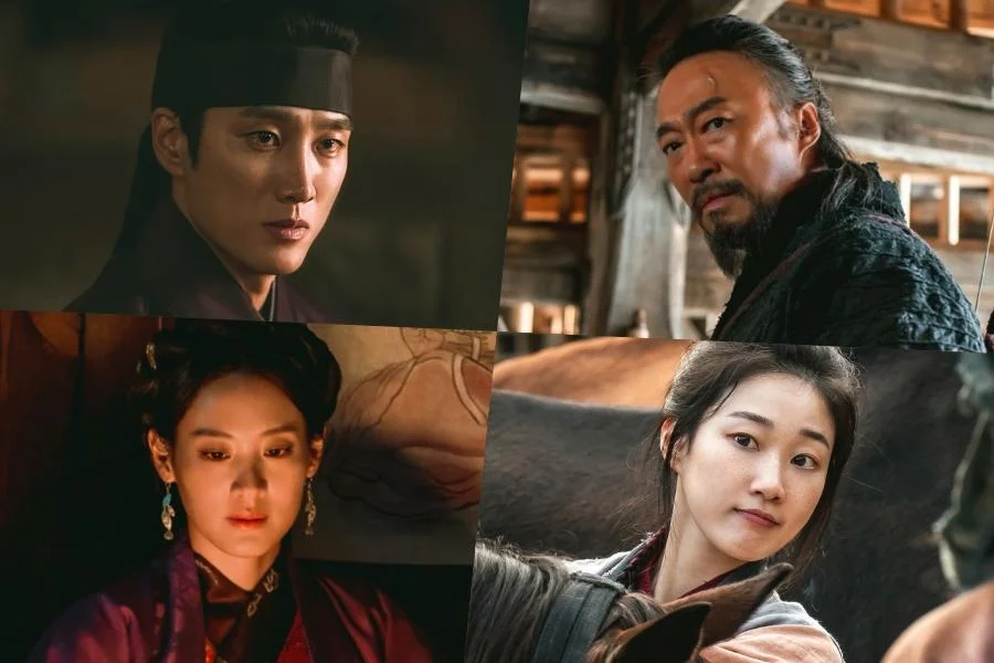 The principal cast in promotional stills for the historical drama Sacred Jewel.