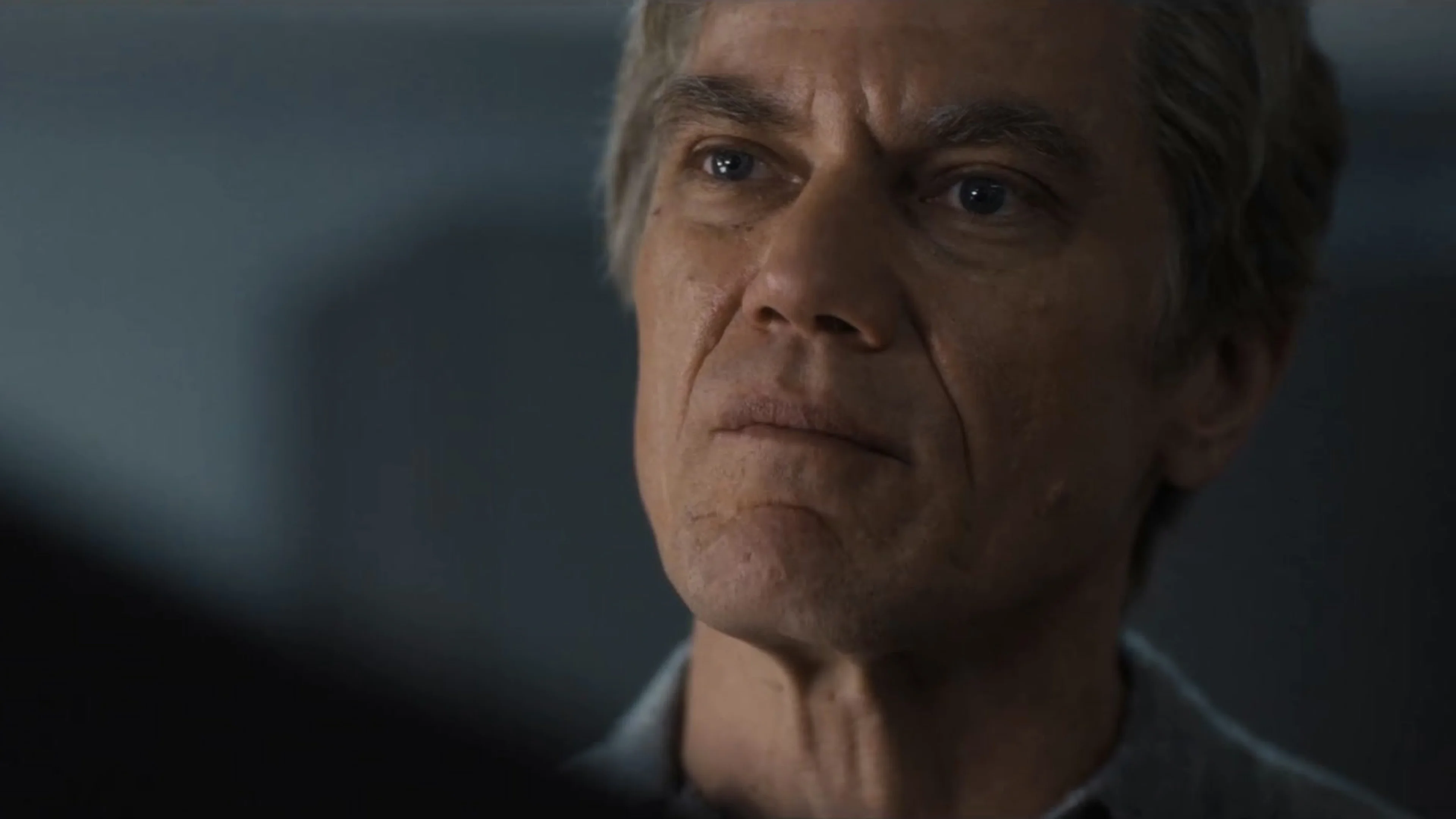 Michael Shannon as Bill Parcells listens to John Tuggle in Mr. Irrelevant.