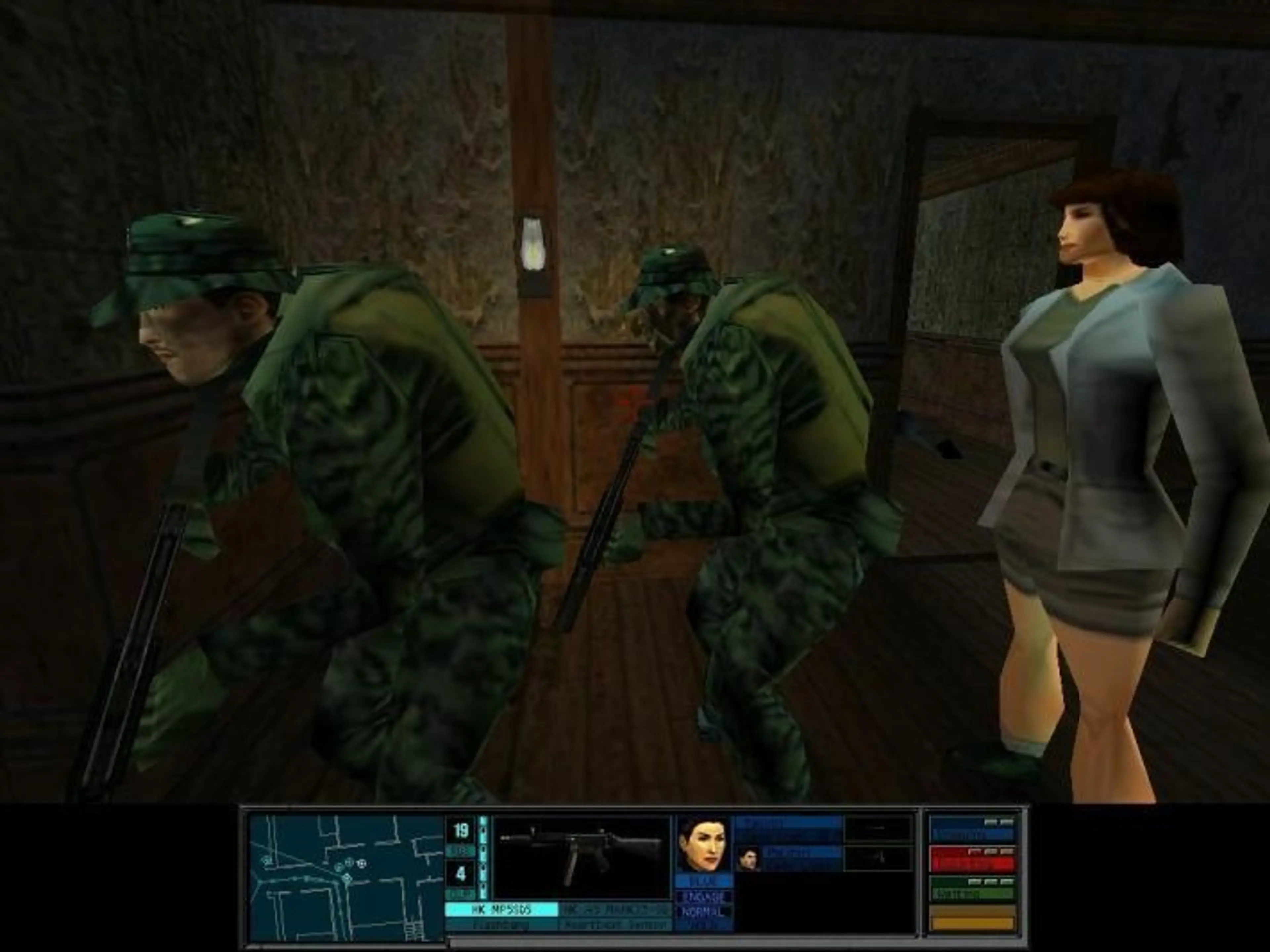 An operative approaches a hostage in Rainbow Six.
