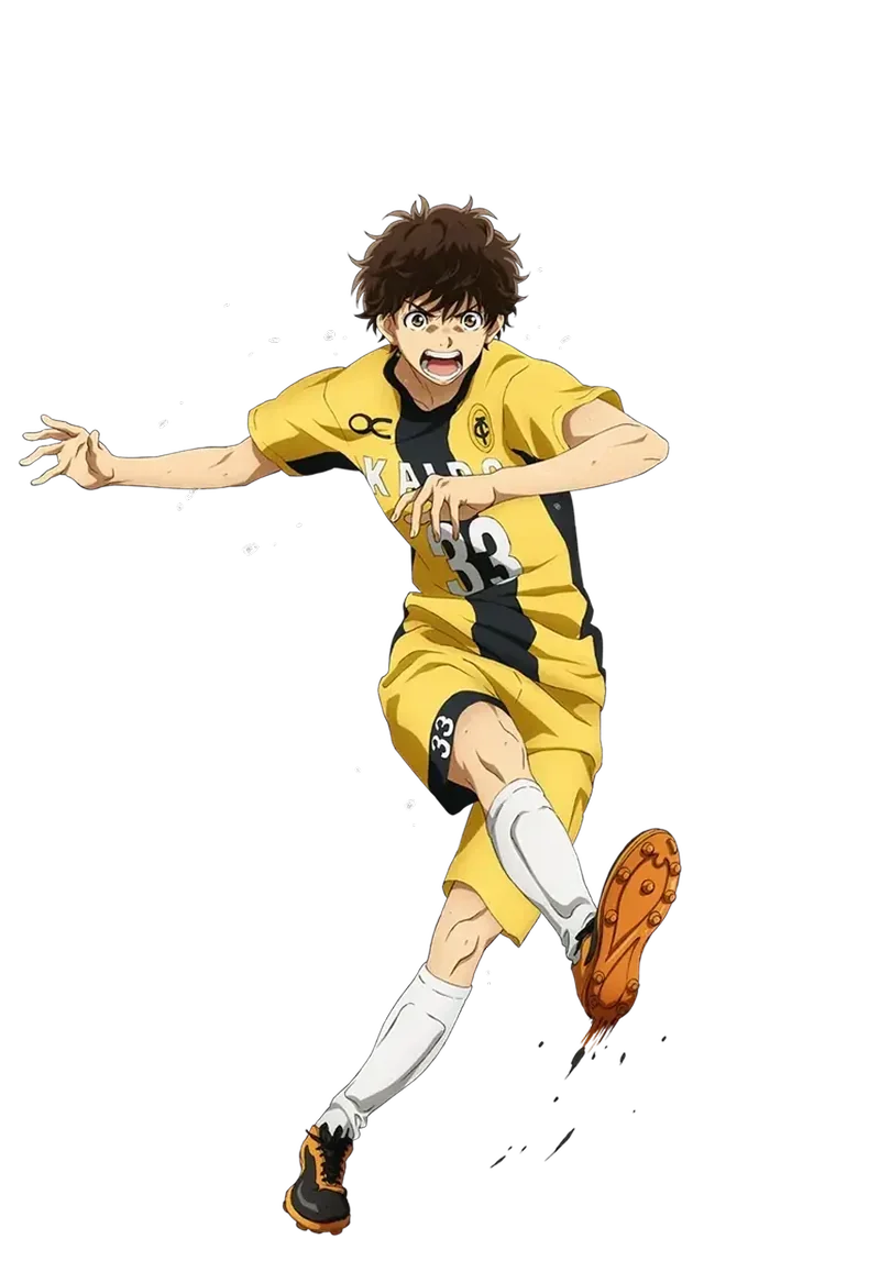 Official character art of Ashito Aoi in an Esperion soccer kit.