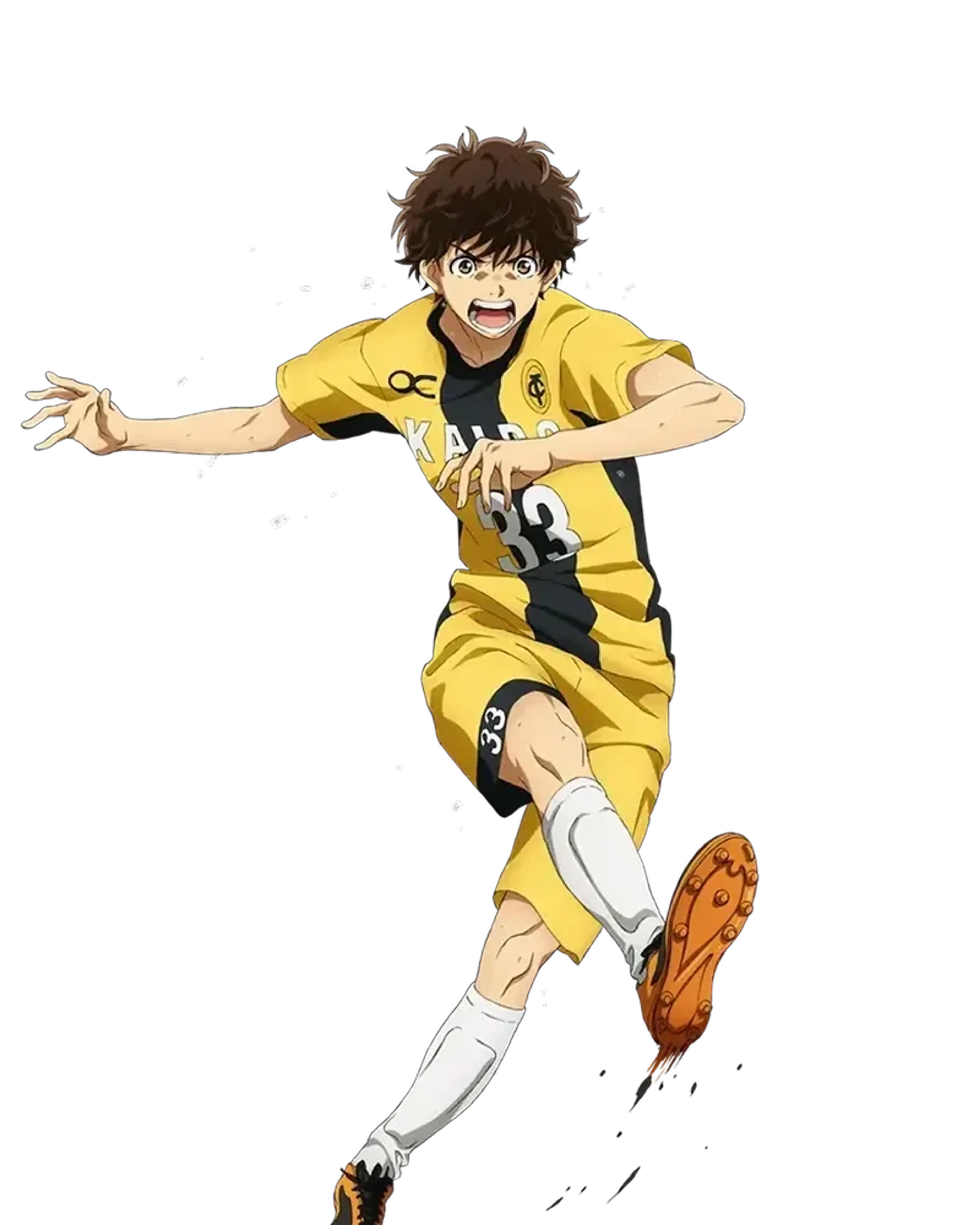Official character art of Ashito Aoi in an Esperion soccer kit.