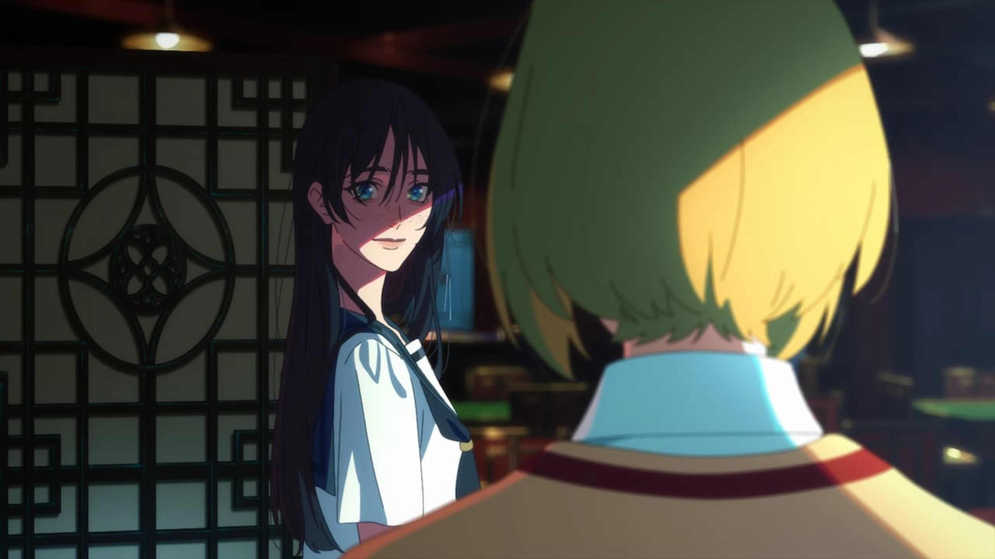 Jun looks toward Aia in BLESS.