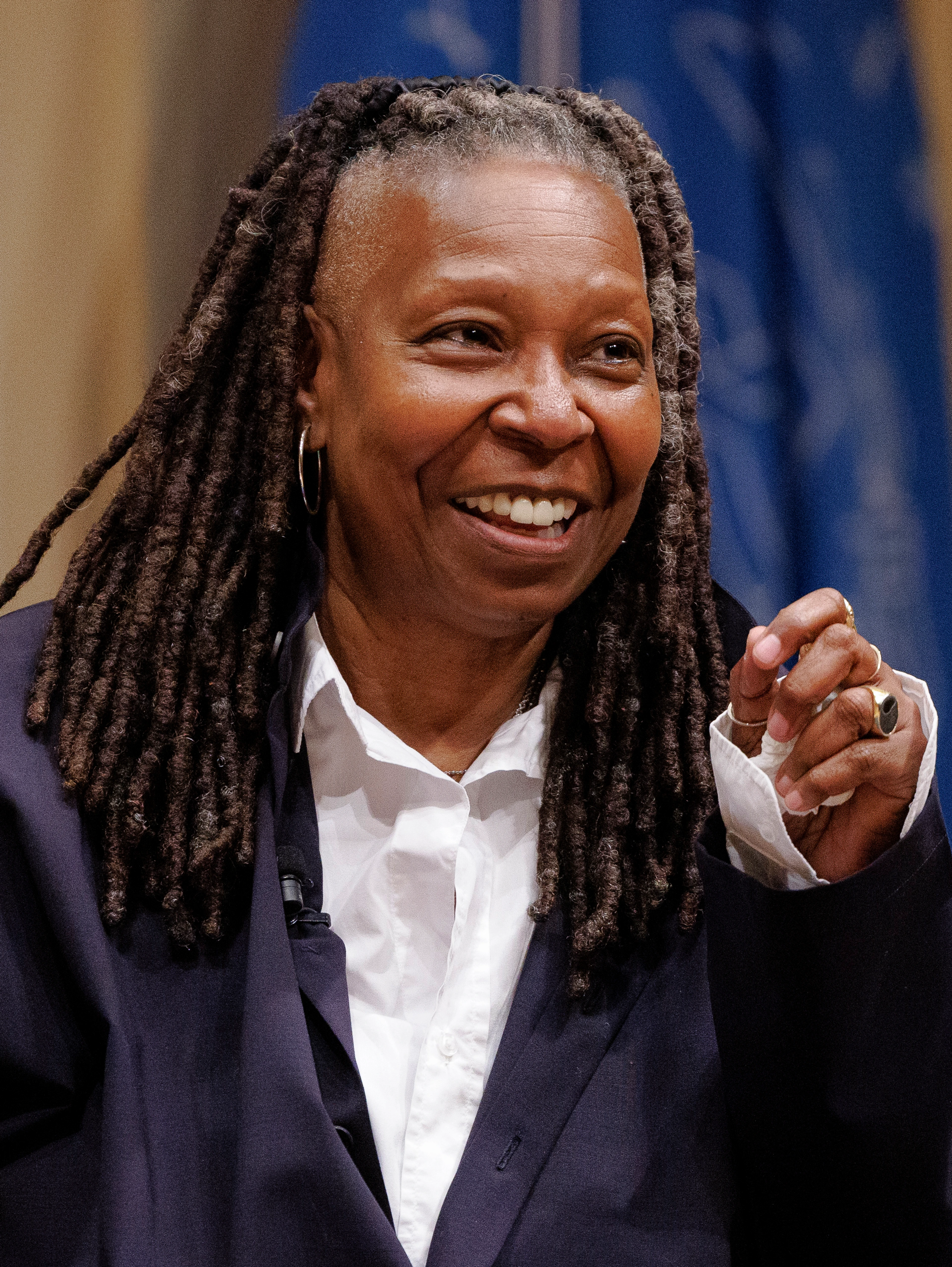 Whoopi Goldberg smiles for a portrait at the Library of Congress in 2024.