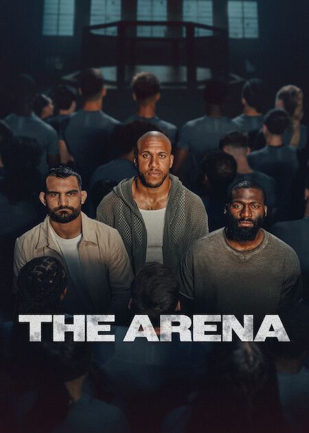 The Arena poster shows three coaches in front of the fighters, with the series title across the bottom.