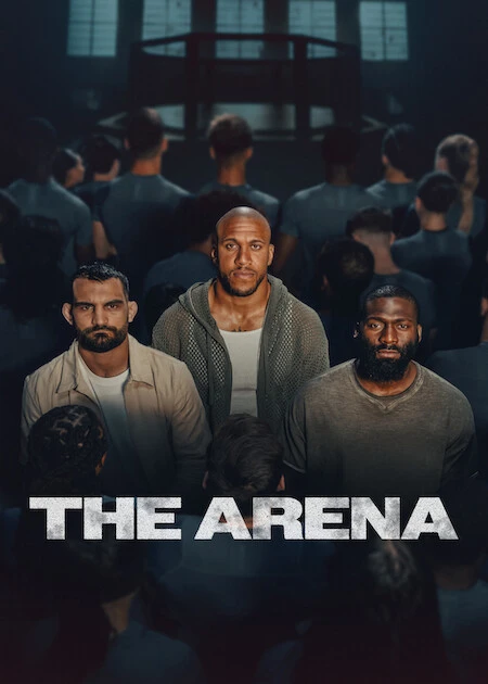 Official The Arena poster showing the three MMA coaches above the title.