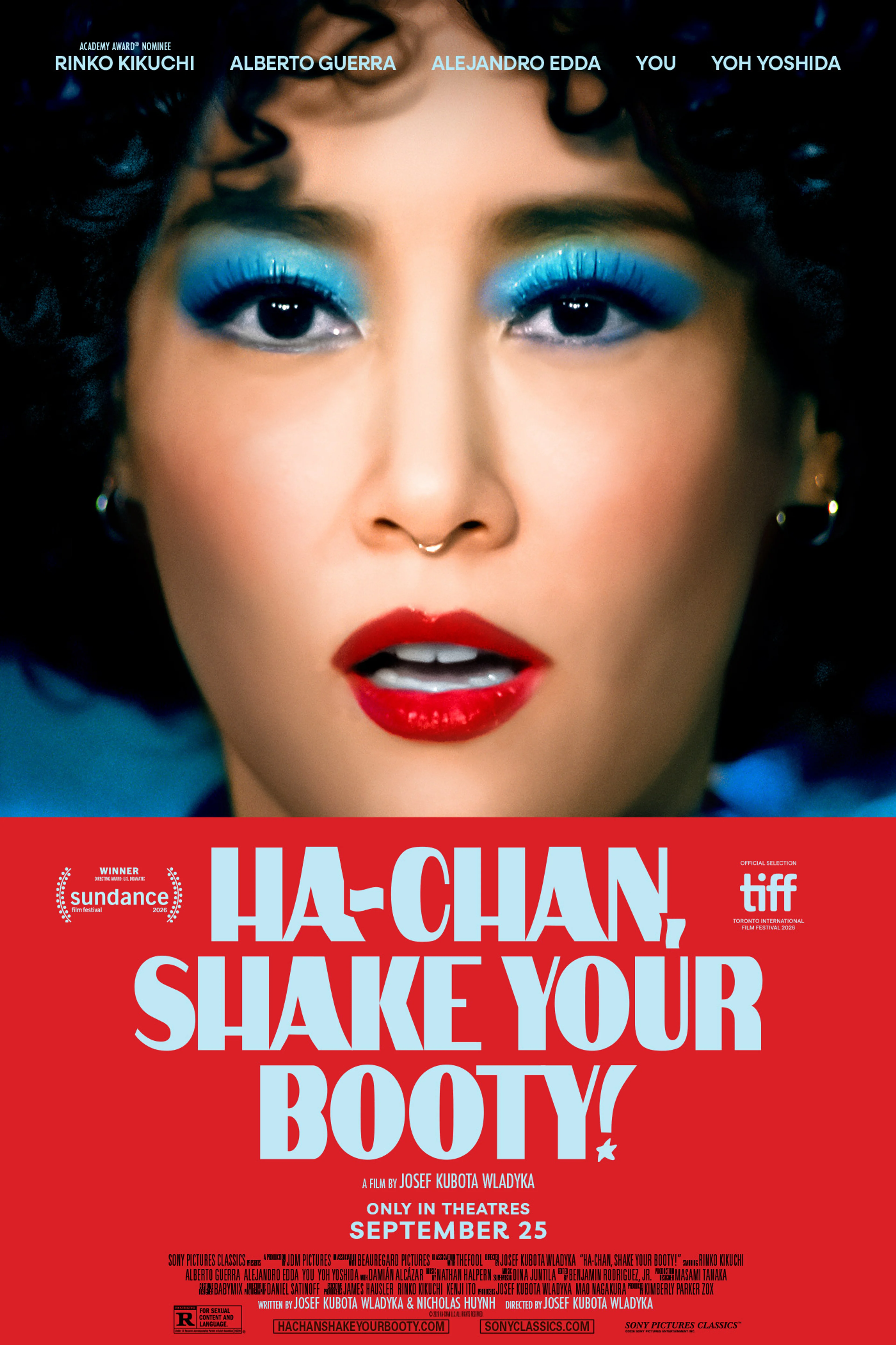 Official red Ha-Chan, Shake Your Booty! theatrical poster with Rinko Kikuchi.